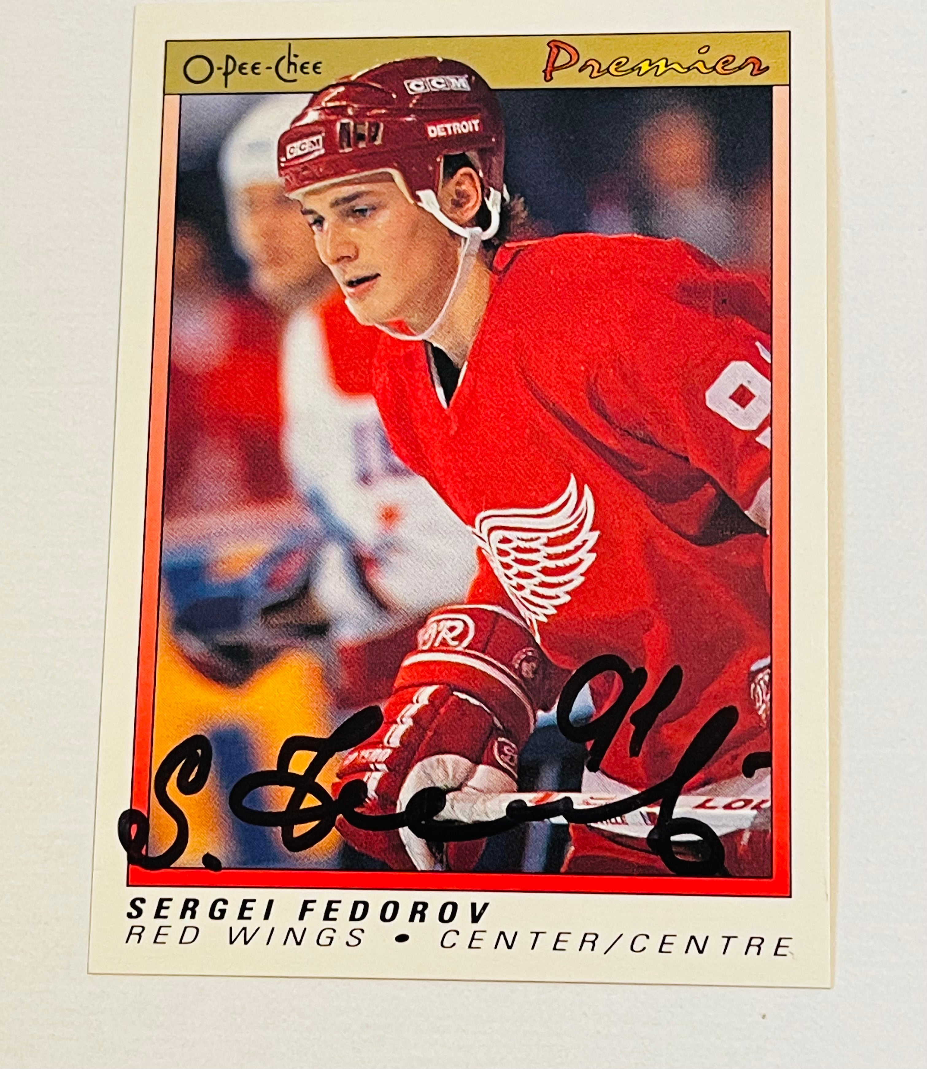 Sergei Federov Rare Autographed OPC Premier Rookie Hockey Card with COA - Perfect for Collectors, Sports Memorabilia Enthusiasts & Hockey Fans