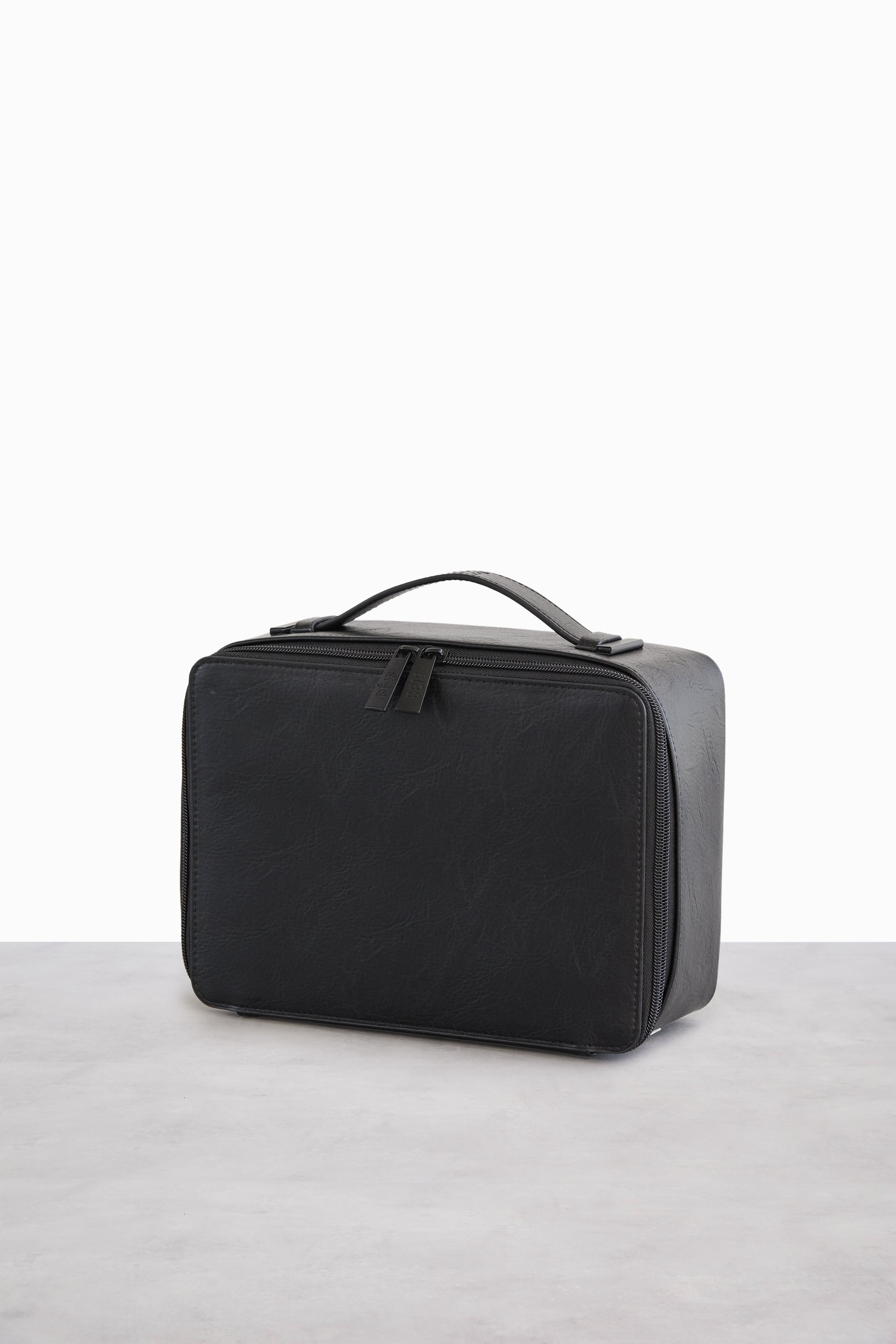 Black Makeup Bag for Travel & Daily Use - Waterproof Cosmetic Organizer with Mirror, Perfect for Toiletries, Brushes & Skincare Essentials