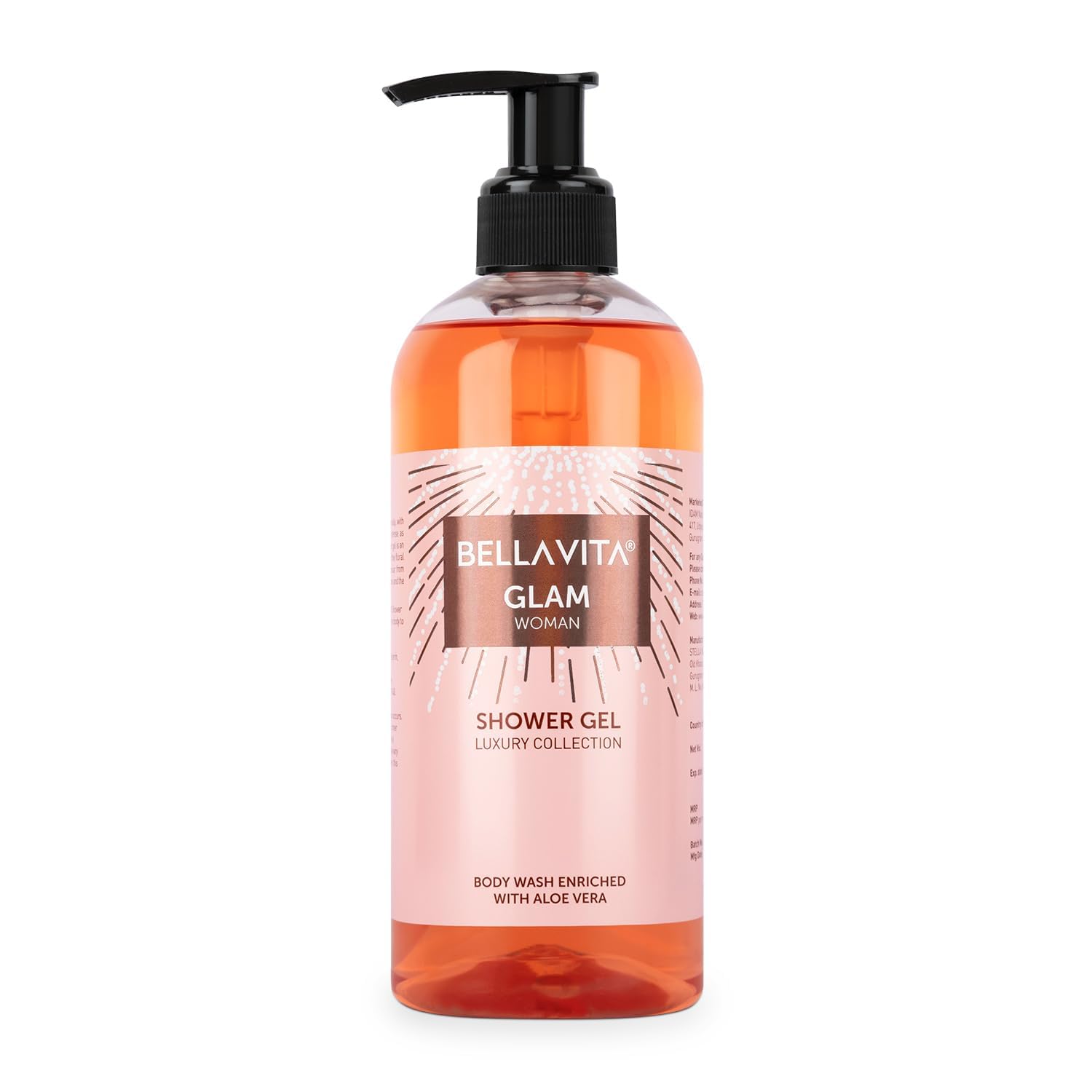 BVita Luxury Glam Women's Body Wash - Refreshing Shower Gel with Aloe Vera for Deep Cleansing, Hydration & Moisturizing | Softens & Smooths Skin | 16.9 fl oz (500ml) | Perfect for Daily Shower Routine & Spa-Like Experience at Home