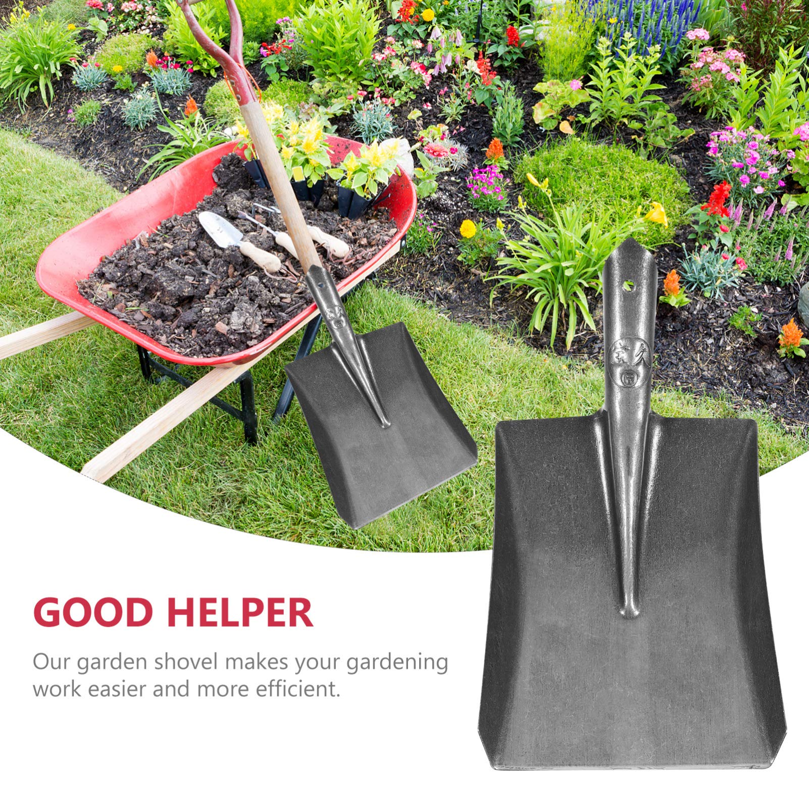 Yardwe Carbon Steel Shovel Replacement Head - Heavy Duty Gardening Shovel, Ash Shovel & Coal Shovel for Outdoor Yard Work, Fireplace Cleaning, and Gardening Tools