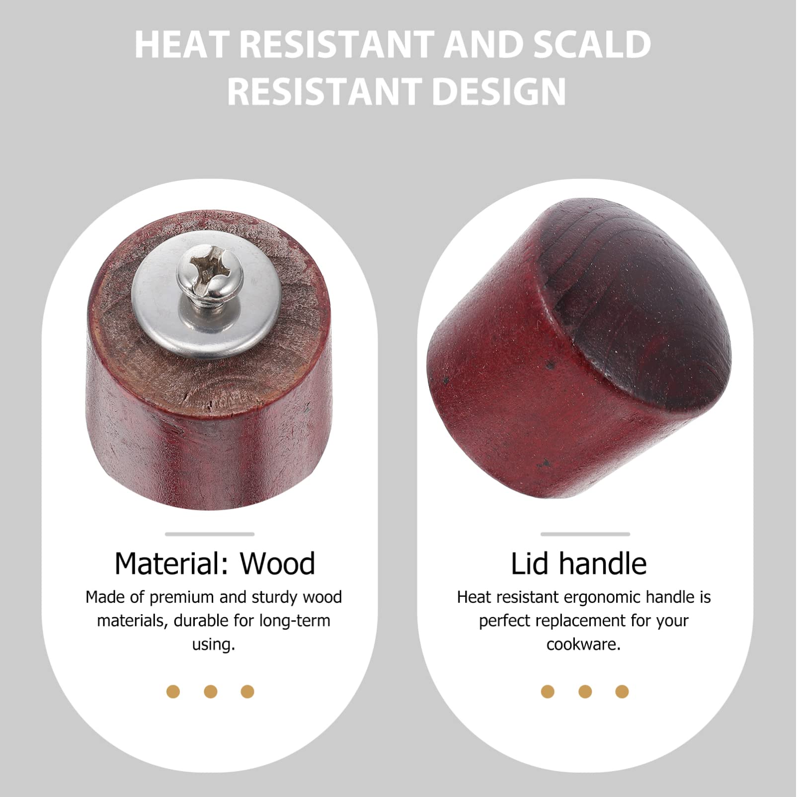 5 Sets Wooden Lid Handles - Replaceable Heat-Resistant Pot Knobs for Kettles & Pans - Durable Wooden Lid Accessories for Tea Pots, Cooking Pots & Kitchen Supplies (Perfect for Stovetop, Camping & Home Use)