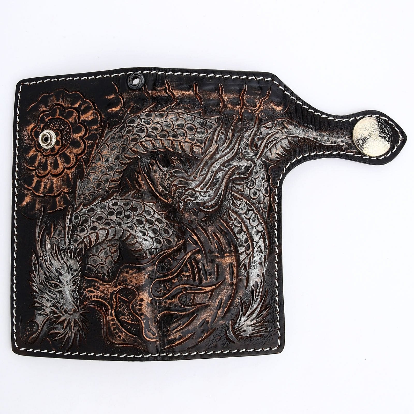 Premium Genuine Leather Biker Wallet for Men - RFID Blocking - Dragon Rider Design - Perfect for Motorcycle Enthusiasts & Gift Giving