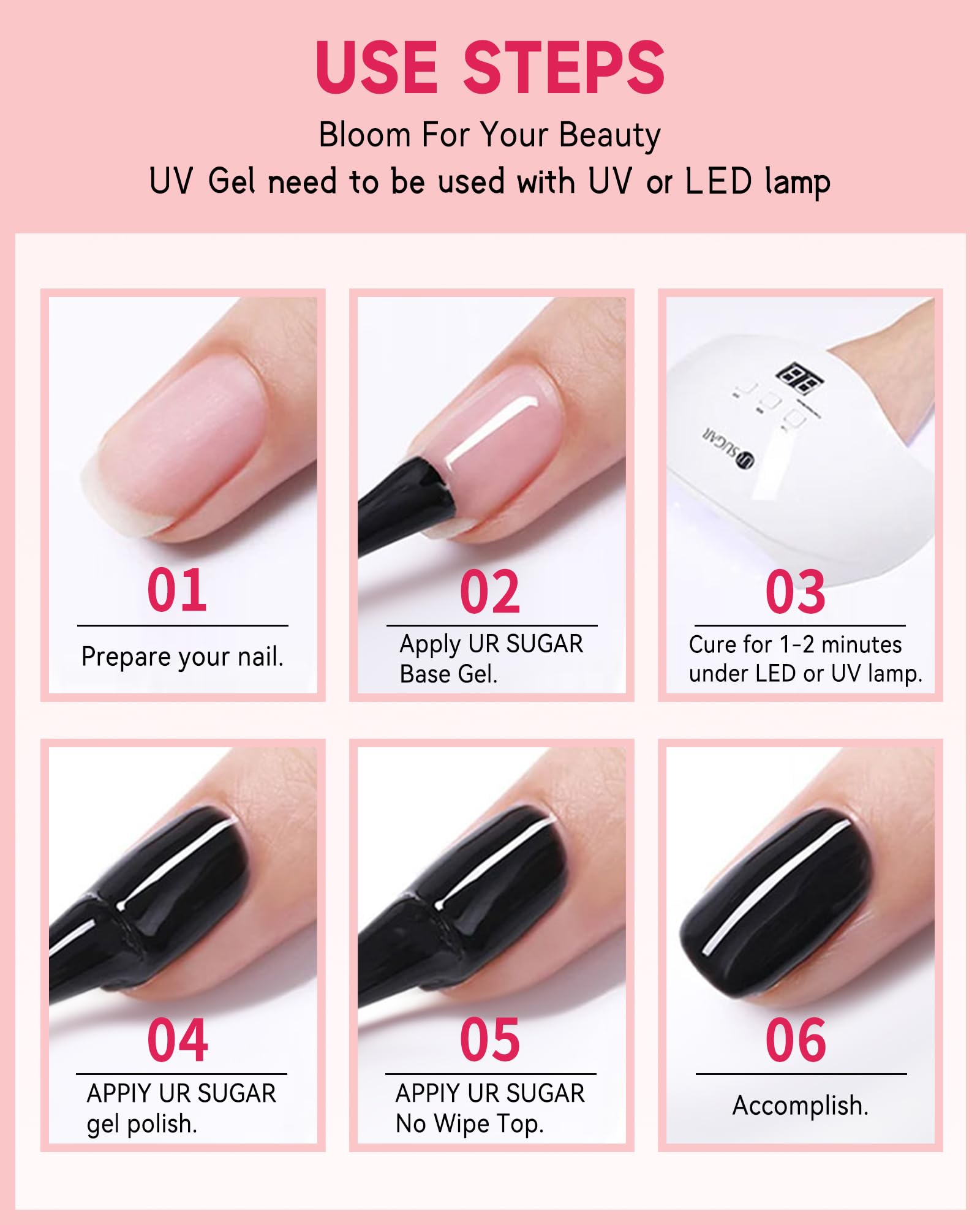 Premium Black Gel Nail Polish - 15ml UV LED Cured Soak Off Nail Glue with High Pigmentation | Long Lasting French Manicure & Halloween Nail Art | Perfect for DIY Home Salon, Professional Nail Designs & Gift for Women