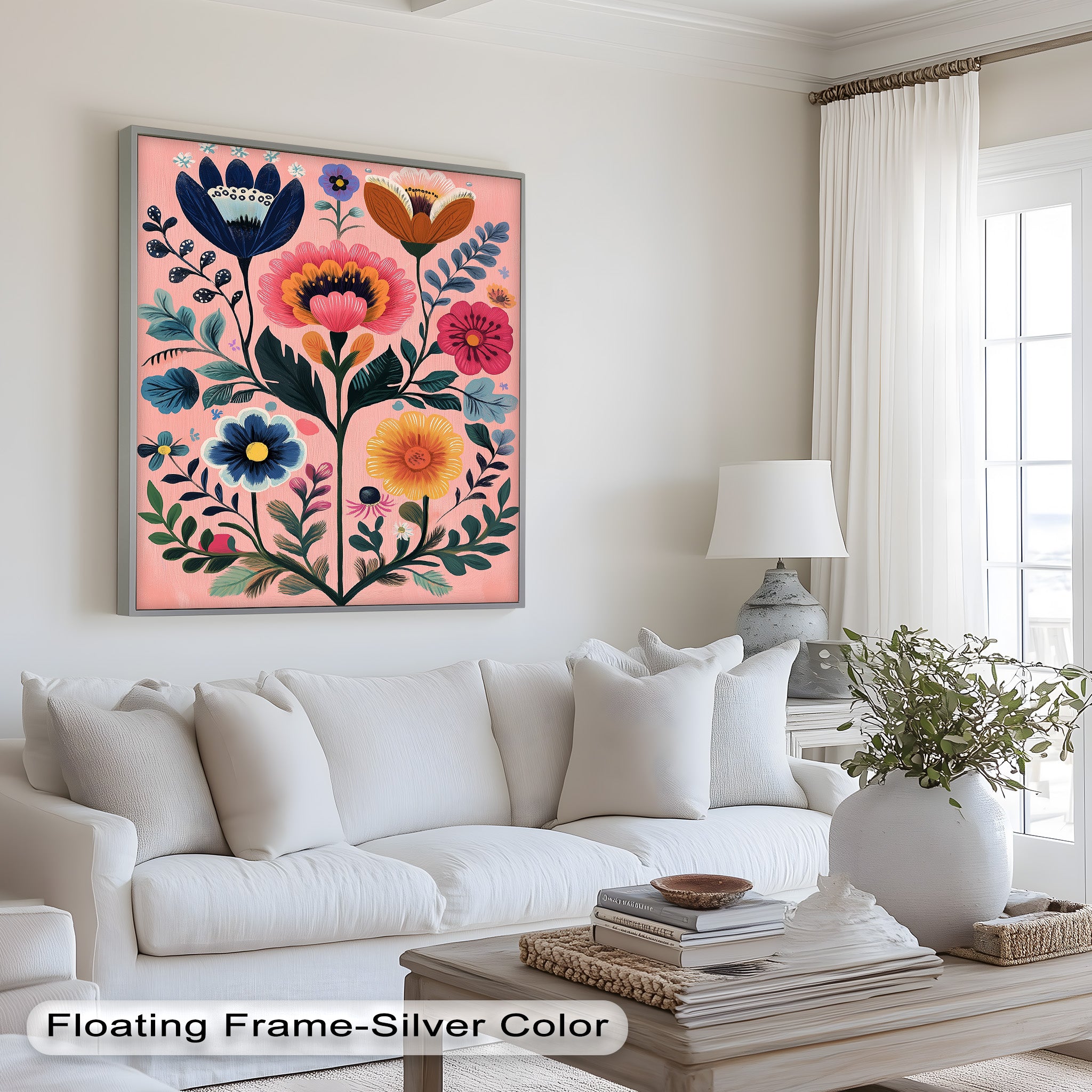Whimsical Boho Flower Oil Painting - Blossom Carnival - Handmade Art for Home Decor, Living Room, Bedroom & Office Wall
