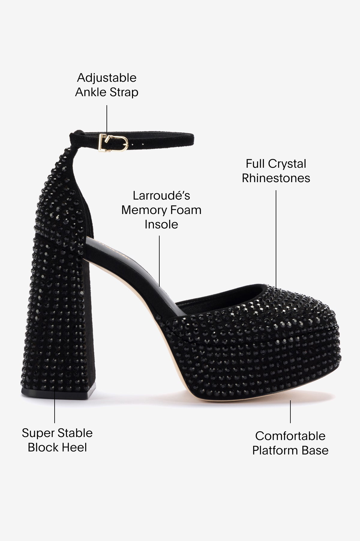 Ari Crystal Pump In Monochrome Black Suede - Elegant Women's High Heel Dress Shoes for Party, Wedding & Evening Events