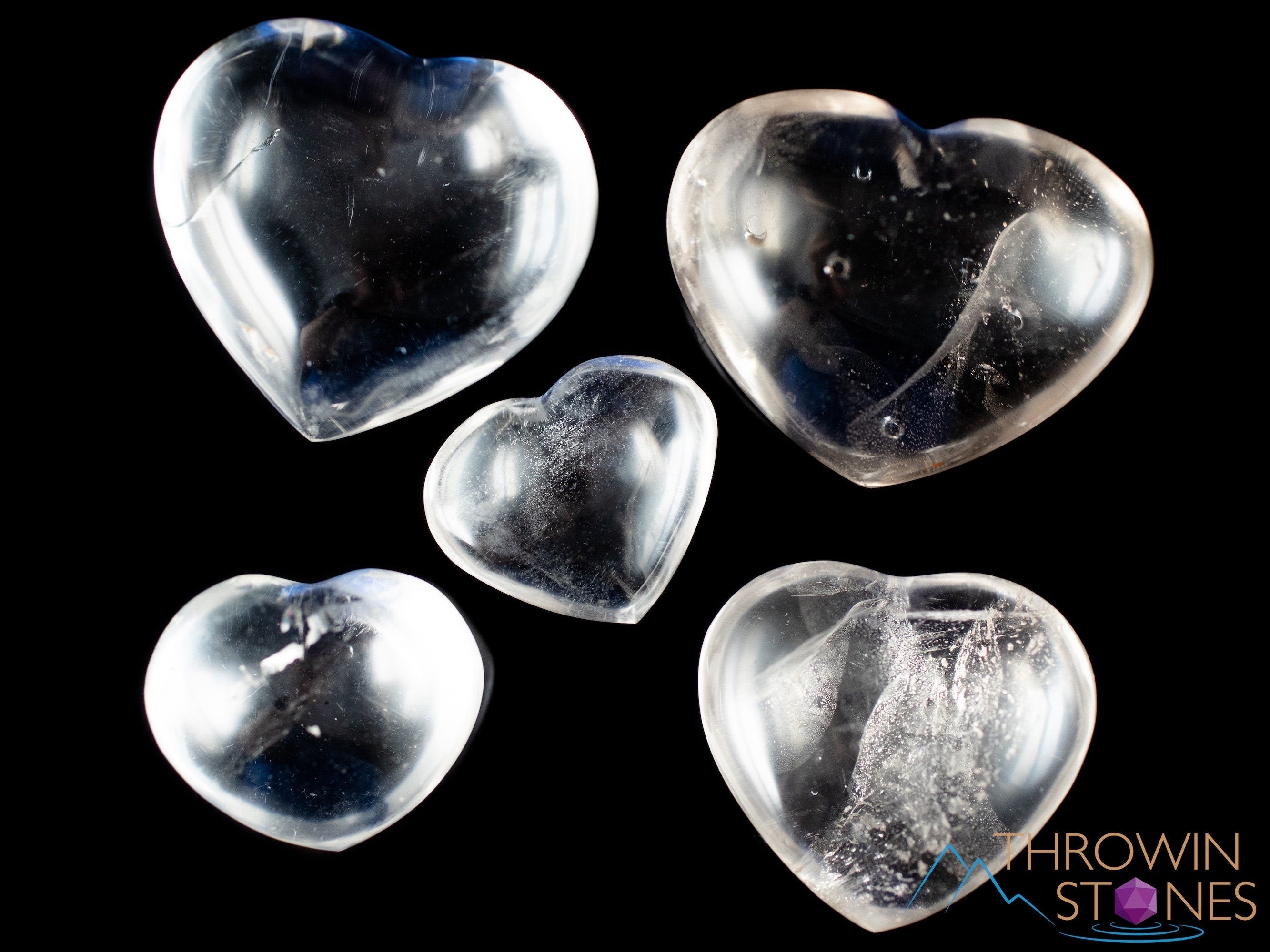 Clear Quartz Crystal Heart - Thick or Thin - Self Care Gift for Mom, Home Decor, Healing Stones & Crystals (E0226) - Perfect for Meditation, Reiki, Yoga & Spiritual Healing