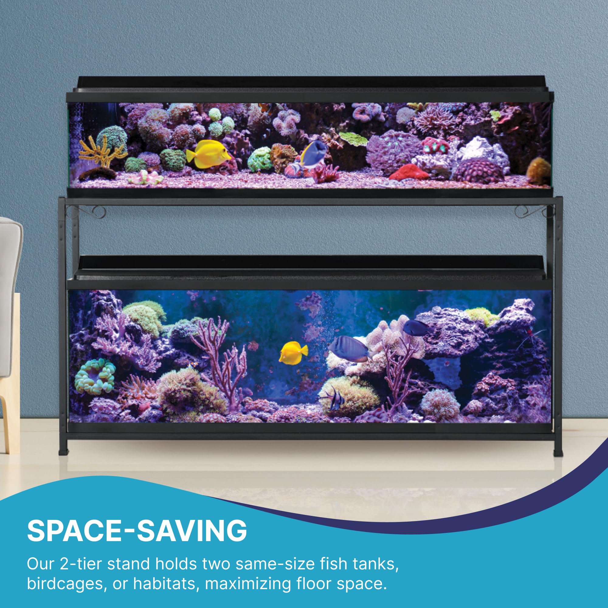 TitanEze 55 Gallon Double Aquarium Stand for Fish Tanks & Bird Cages - Heavy Duty 50.5