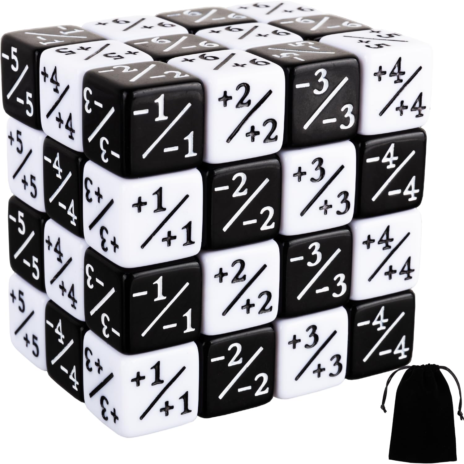 48-Piece MTG Dice Counters Set - D6 Buff Tokens for Magic: The Gathering & TCG Card Games (Black & White) - Perfect for Game Nights, Tournaments & Strategy Sessions