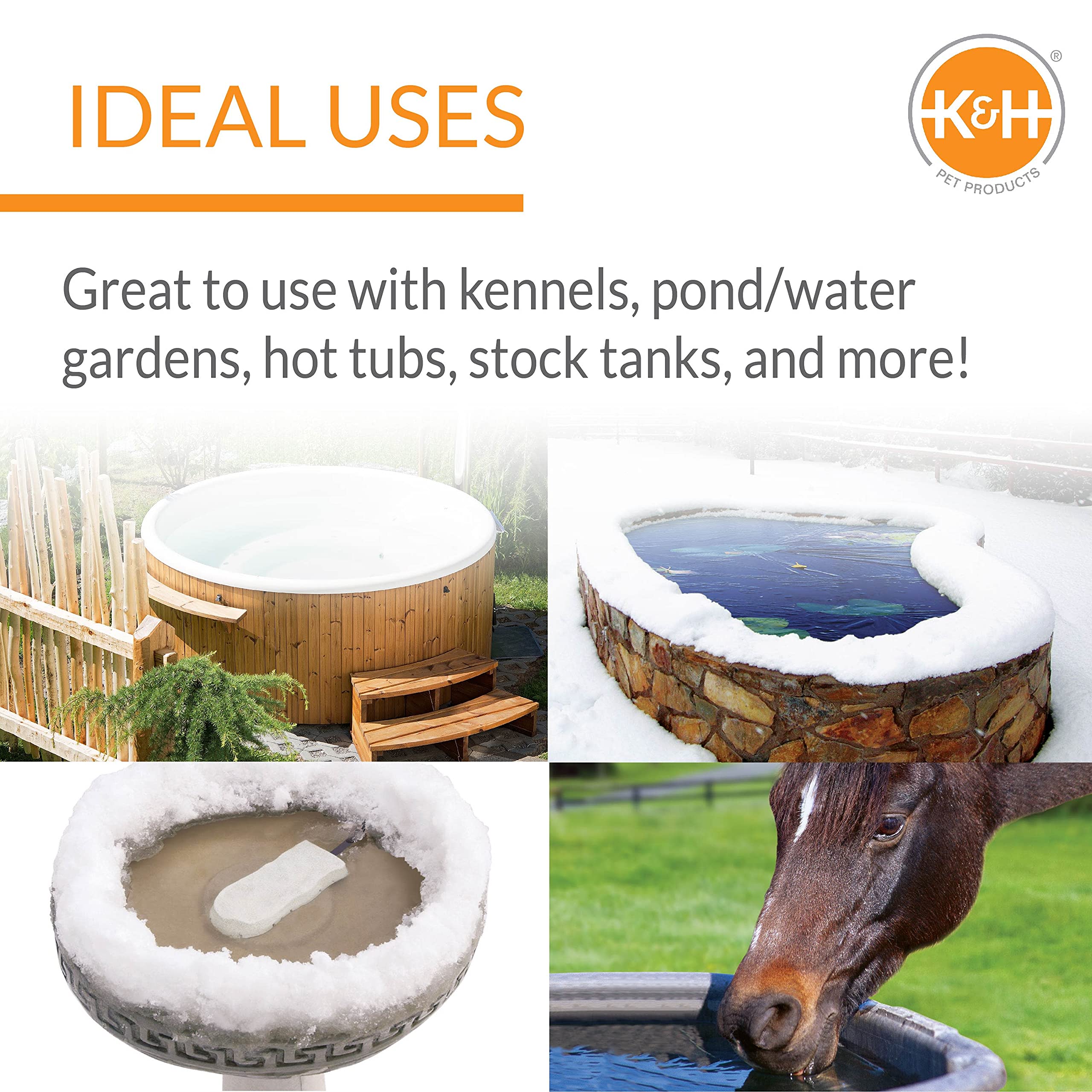 K&H Pet Products Thermo-Hose Ice Free Heated Water Hose - 60ft Rubber Hose with 250W Heating - Prevent Frozen Pipes for Pets & Livestock in Winter - Outdoor Use for Dog Houses, Barns & Farms