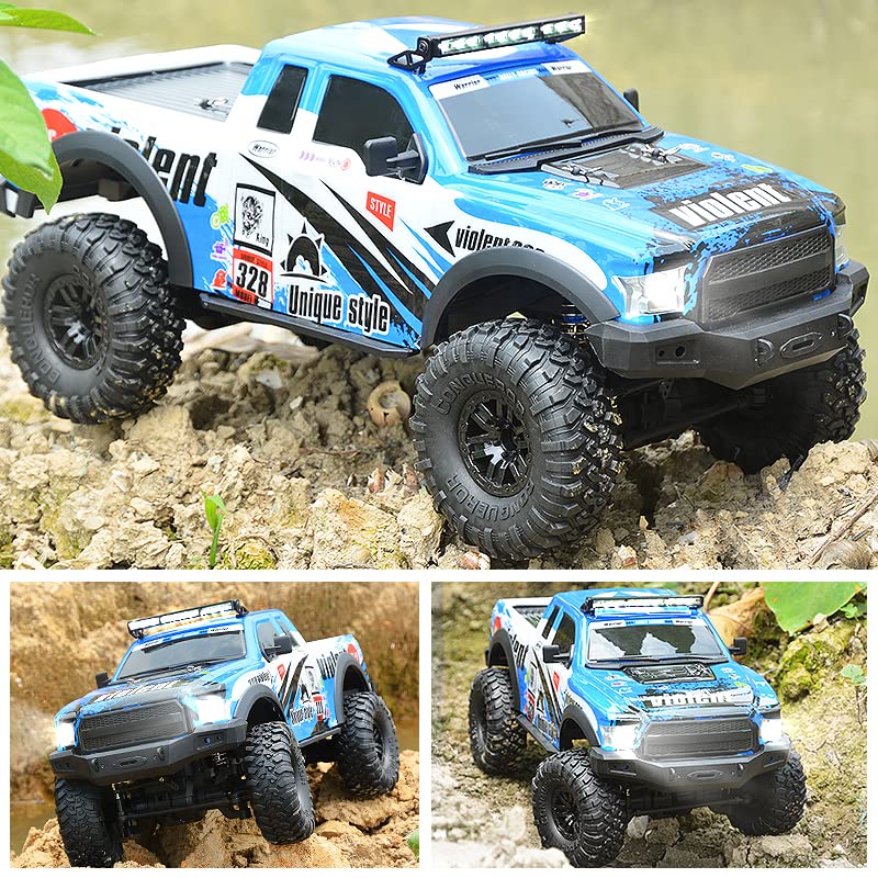 1/10 Scale RC Crawler Remote Control Car - 4WD Offroad Brushed Hobby Grade RC Truck with LED Lights & 2 Batteries - 2.4GHz RTR Model Vehicle for Adults & Kids - Perfect for Backyard Crawling, Trail Adventures and Off-Road Racing