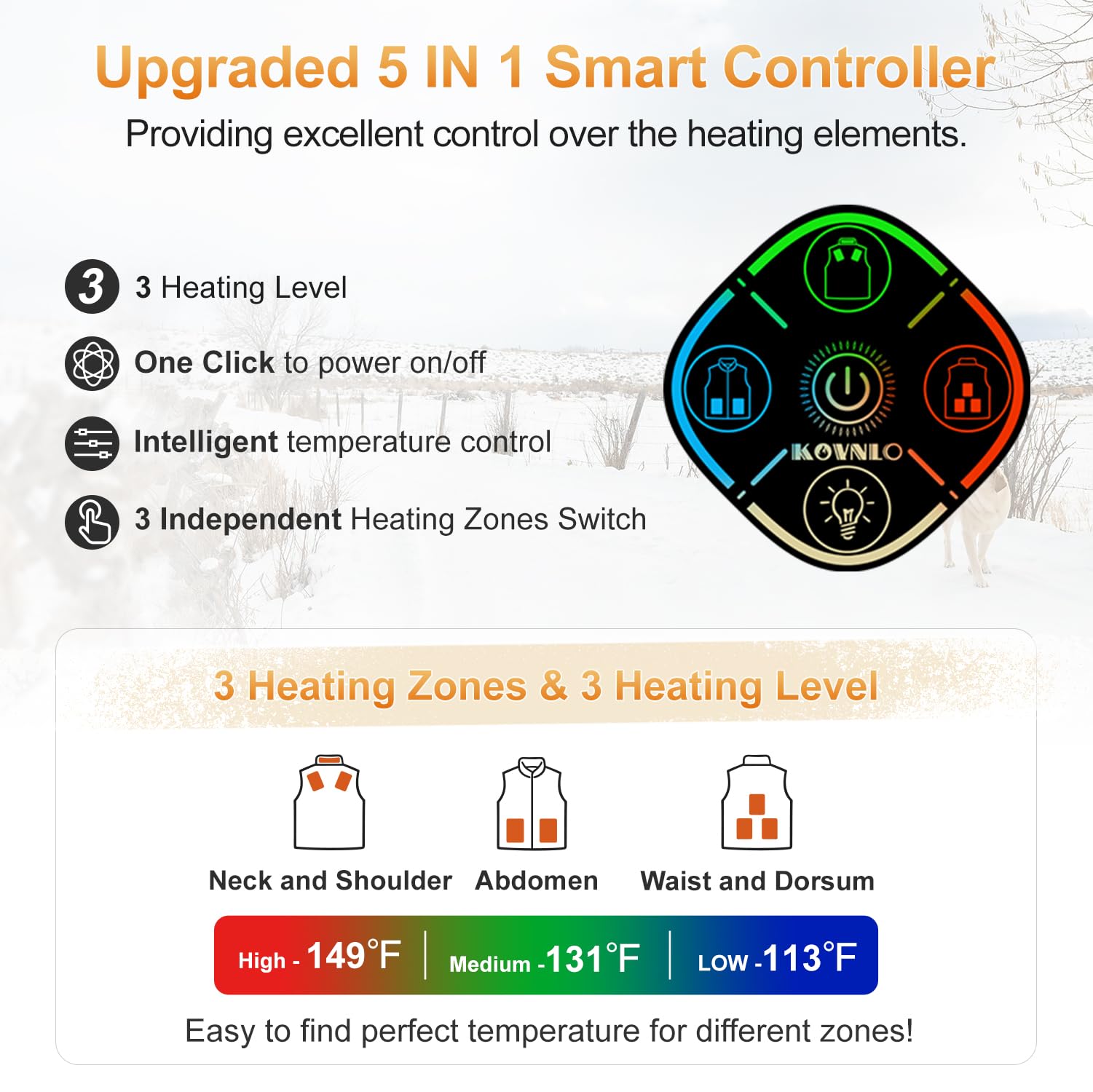 KOVNLO Women's Heated Vest with Smart Controller - Electric Warming Jacket for Winter (Battery Not Included) | Perfect for Outdoor Activities, Hiking, Camping & Cold Weather Commutes