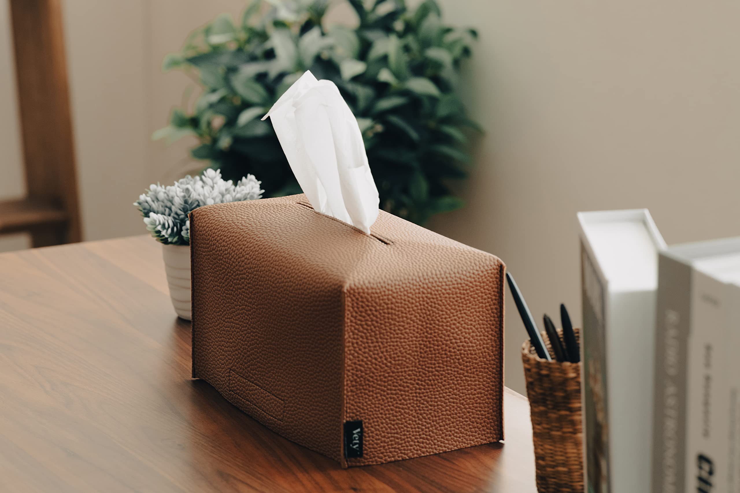 VETY EmphaSeams PU Leather Tissue Box Cover, 9.5