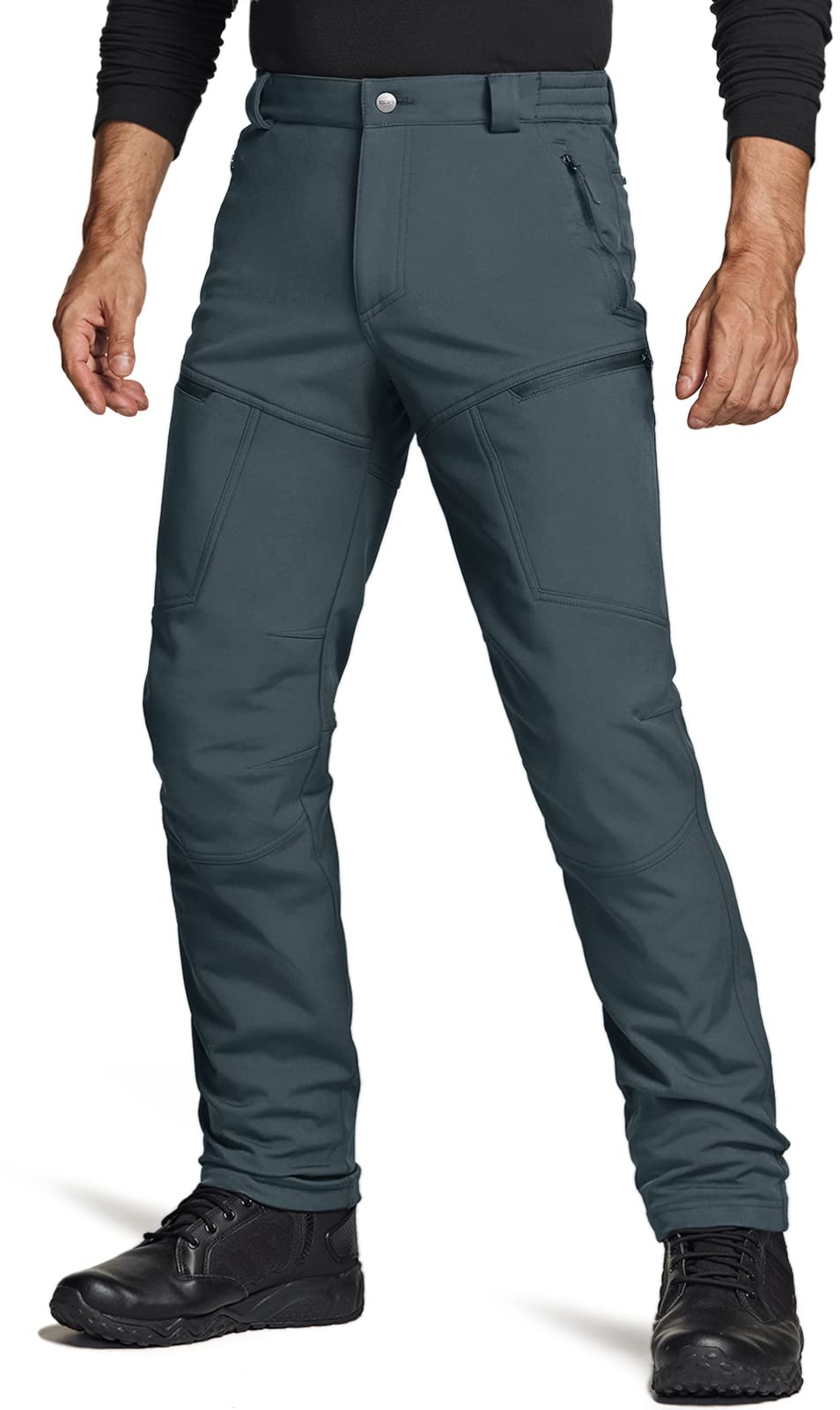 CQR Men's Winter Tactical Pants - Fleece Lined Outdoor Cargo Pants for Skiing, Snow & Hiking - Thermal Cold Weather Work Pants for Hunting, Camping & Military Use