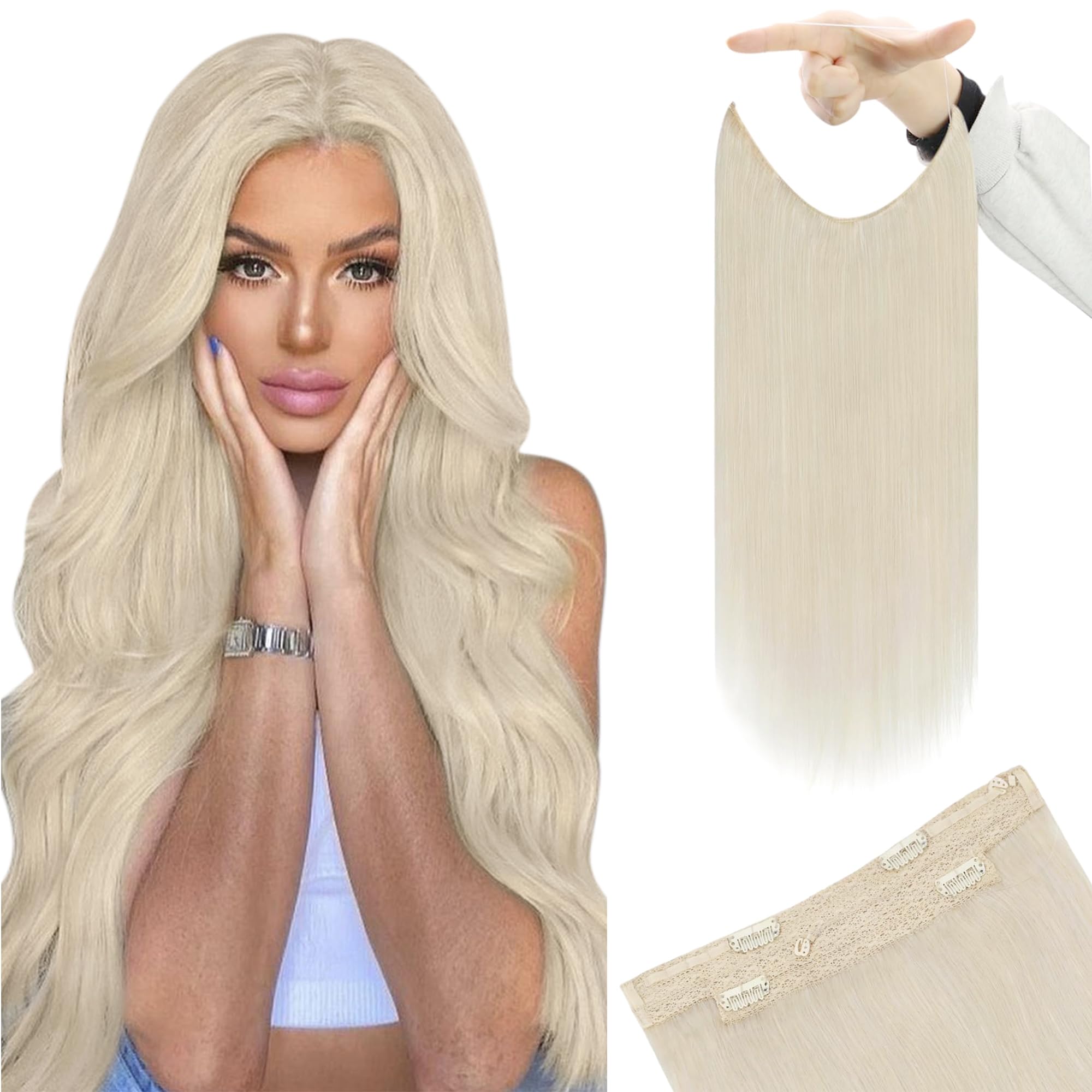 Premium 100% Human Hair Wire Hair Extensions for Women - Clip-In, Heat Resistant, Natural Look for Daily Styling & Special Occasions