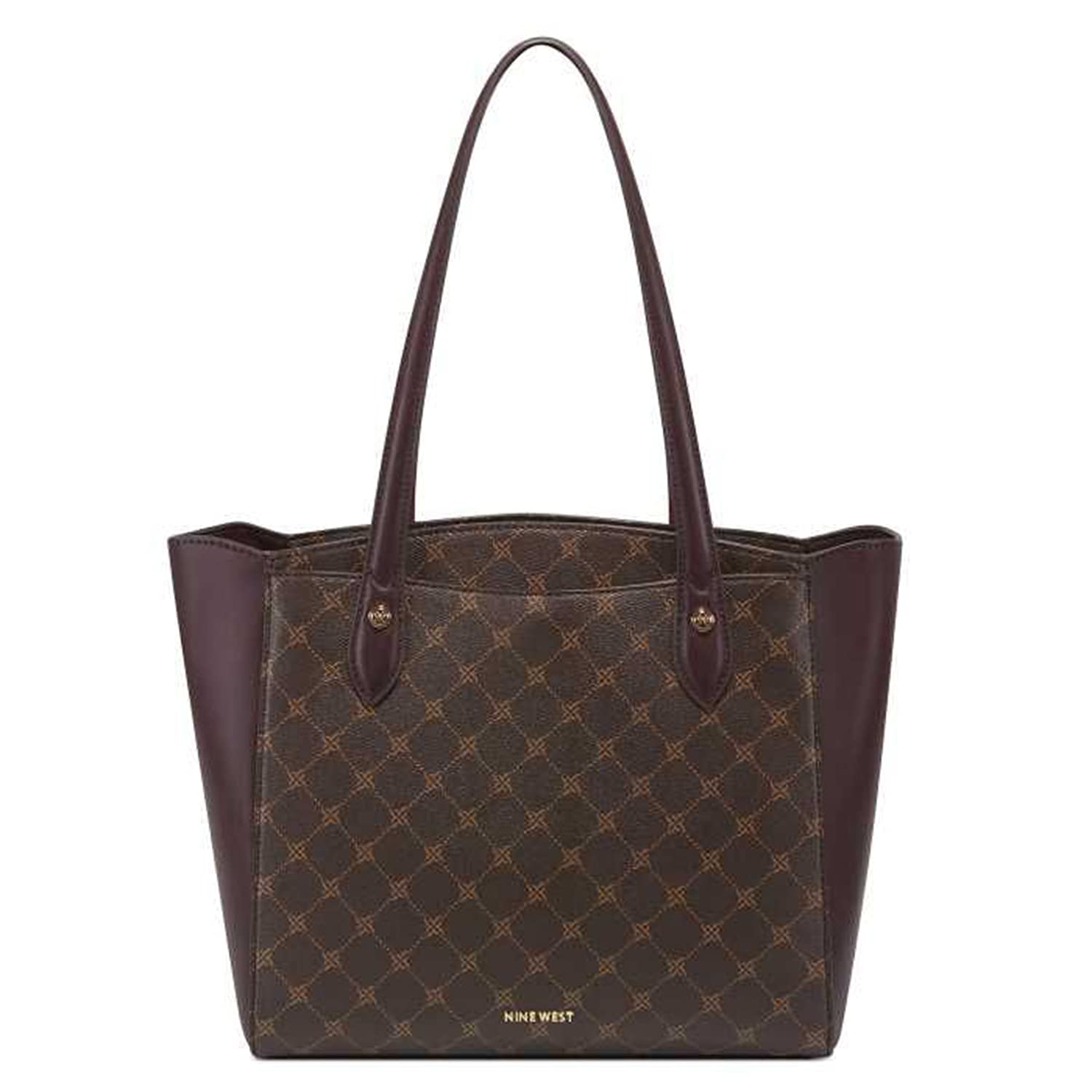 Nine West Women's Modern Lines Tote Bag - Stylish Dark Brown Leather Handbag for Work, Travel & Everyday Use