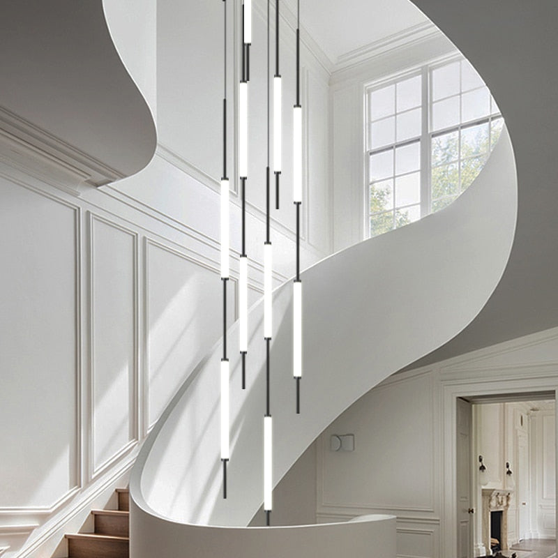 Elegant Long Tube Chandelier Lighting Fixture - Modern Crystal Ceiling Light for Dining Room, Living Room & Bedroom | Perfect for Home Decor, Wedding Venues & Luxury Interior Design