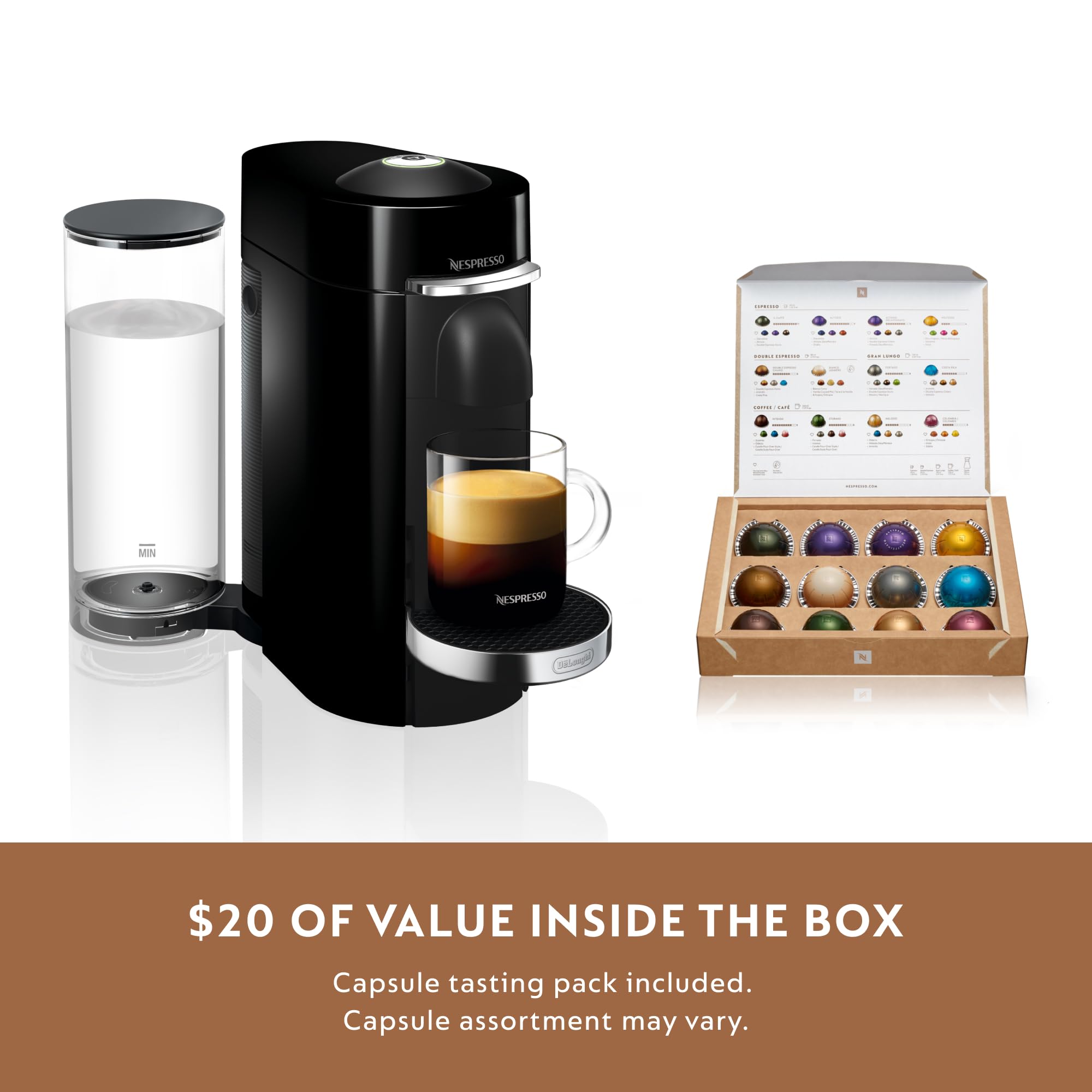 De'Longhi Nespresso VertuoPlus Deluxe Coffee & Espresso Machine with Aeroccino Milk Frother - Black | Single-Serve Pod Brewer for Home & Office Use