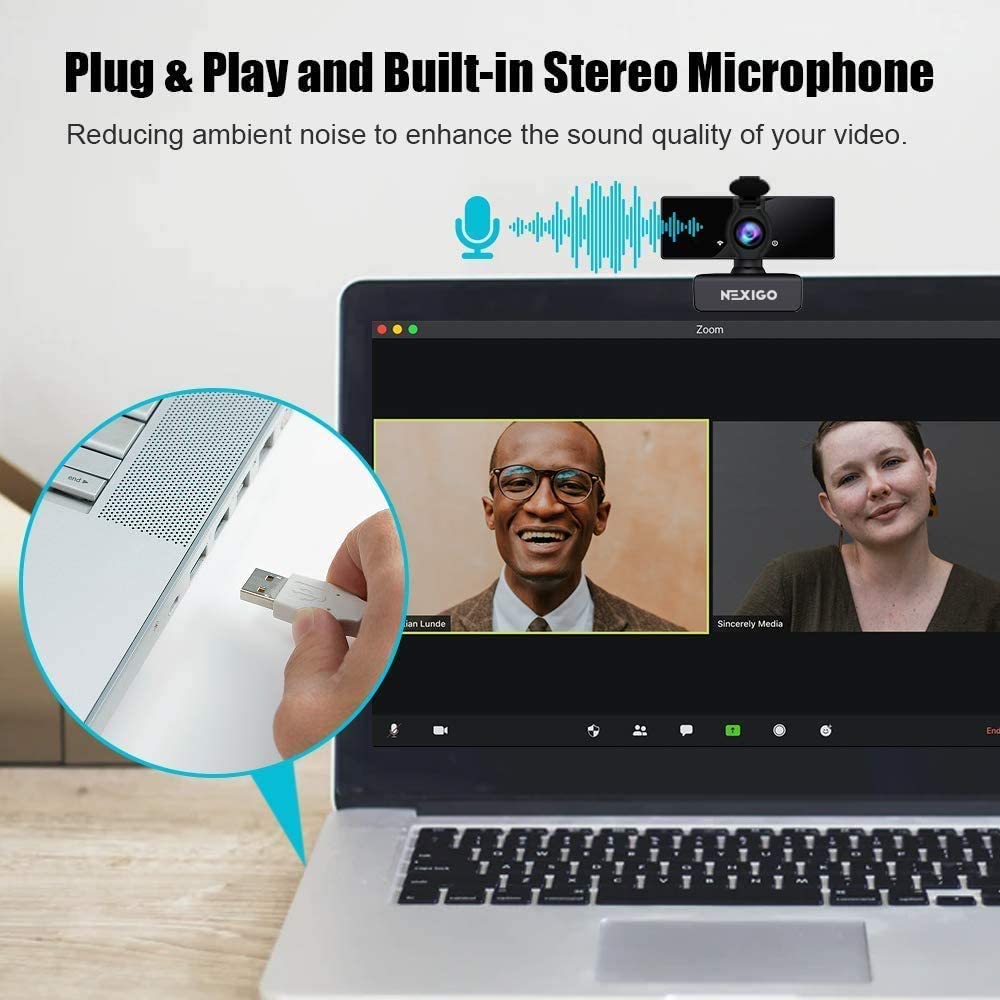NexiGo N660 1080p HD Webcam with Microphone - Auto Light Correction, USB Plug & Play for PC, Laptop, Mac - Perfect for Zoom Meetings, Online Classes, Video Conferencing & Streaming