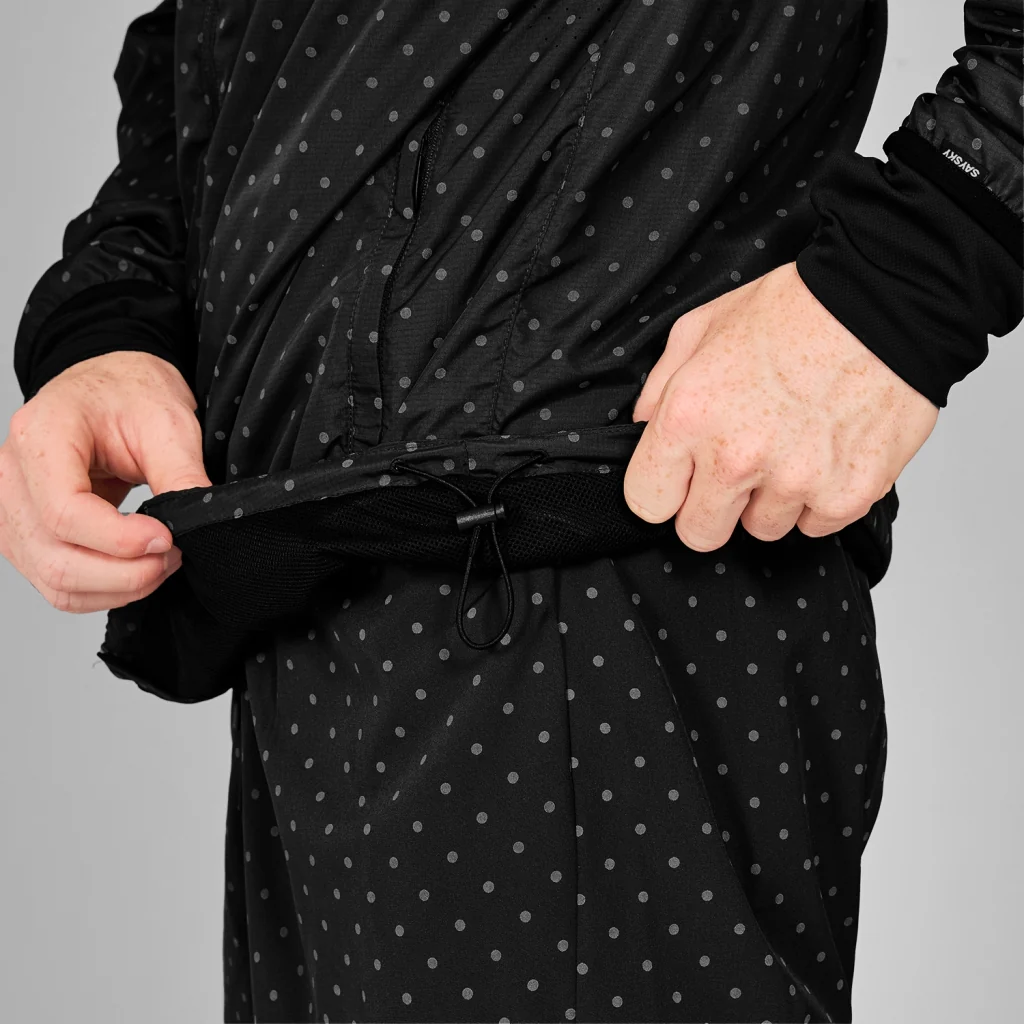 SAYSKY Men's Reflective Polka Dot Running Jacket - Waterproof Windbreaker for Night Jogging, Cycling & Outdoor Activities