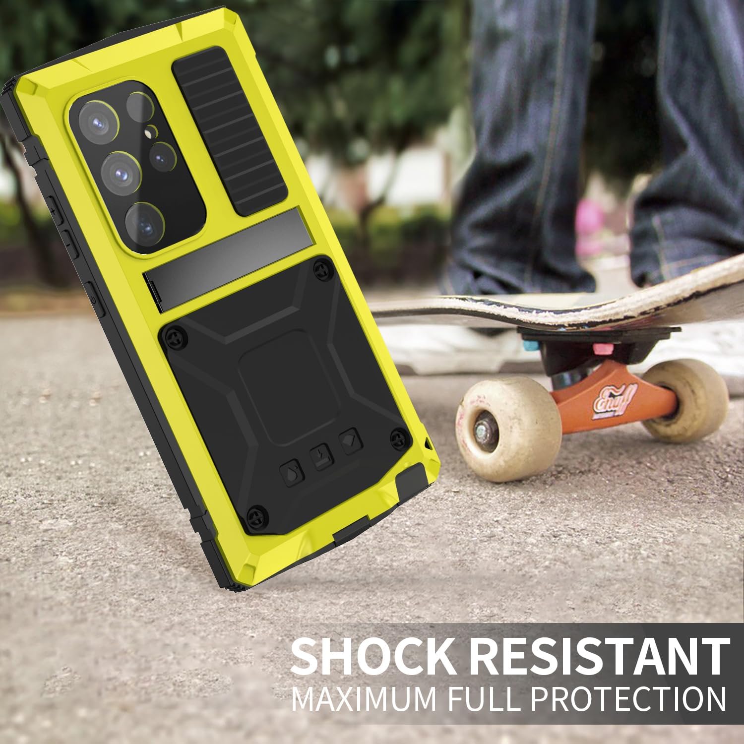 Samsung Galaxy S24 Ultra Rugged Metal Case with Kickstand - Heavy Duty Protection for Work, Travel & Outdoor Activities