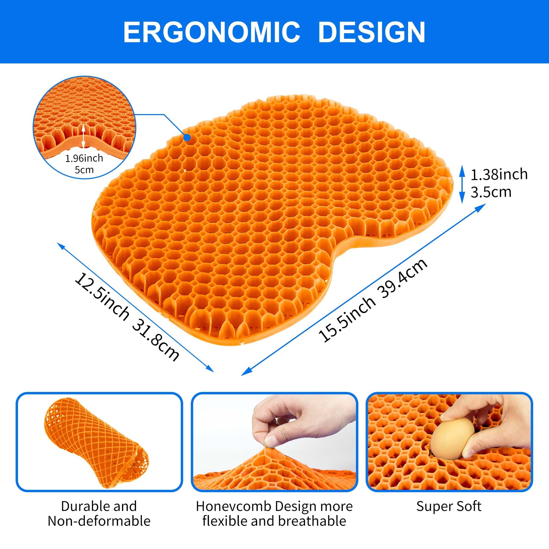 Anti-Slip Kayak Seat Cushion - Thick Waterproof Kayak Seat Pad with Non-Slip Cover for Sit-In & Inflatable Kayaks, Canoes & Boats - Comfortable Kayak Accessories for Fishing & Water Sports