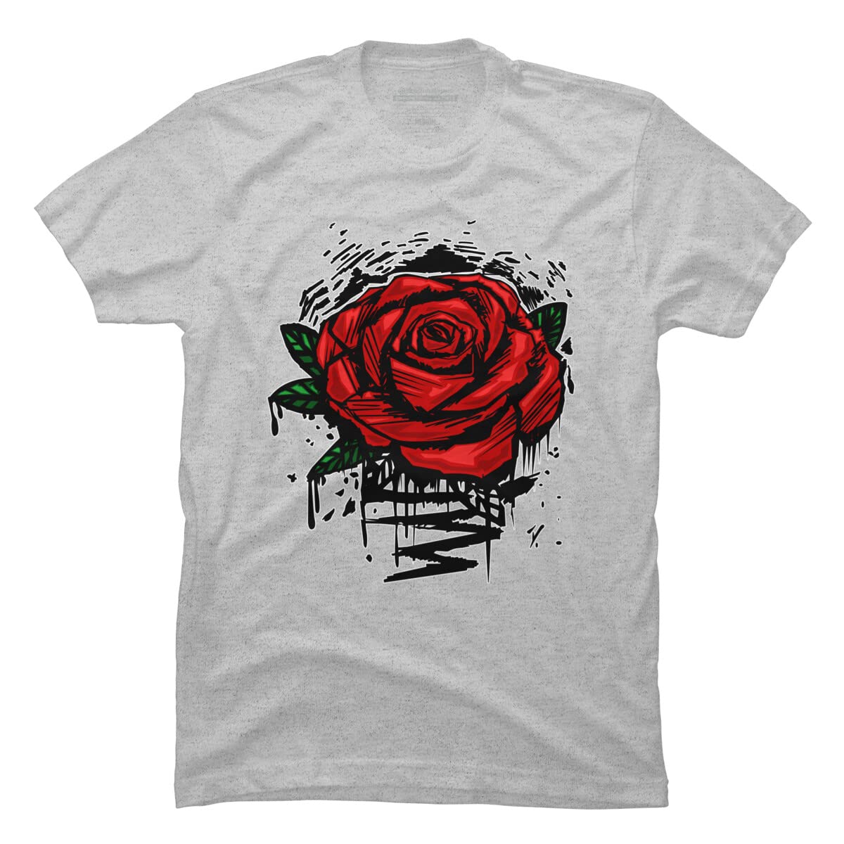 Design By Humans Men's Rugged Rose Graphic T-Shirt by Adamzworld - Soft Cotton Tee for Casual Wear & Street Style Outfits