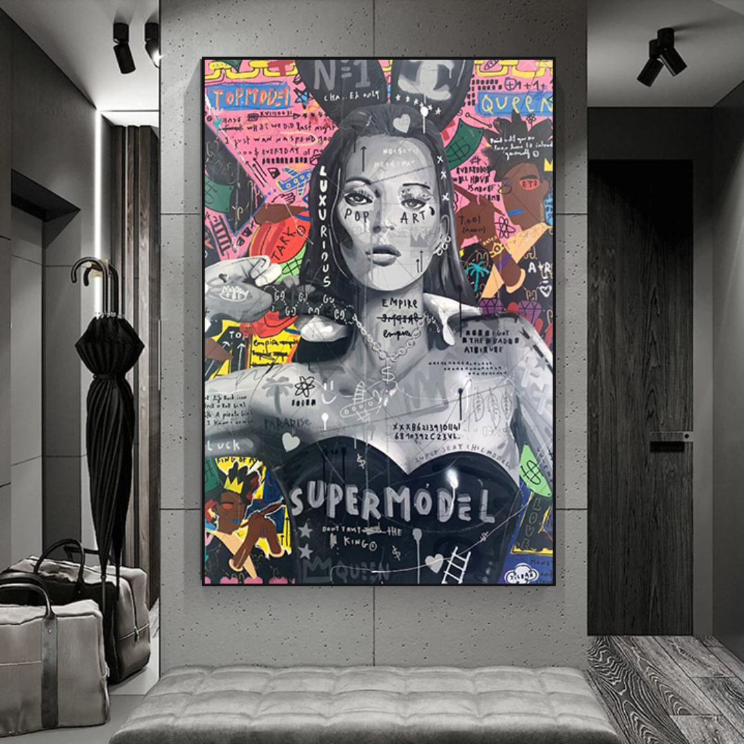 Banksy Kate Moss Graffiti Canvas Wall Art Print - Urban Street Art Decor for Living Room, Bedroom & Office