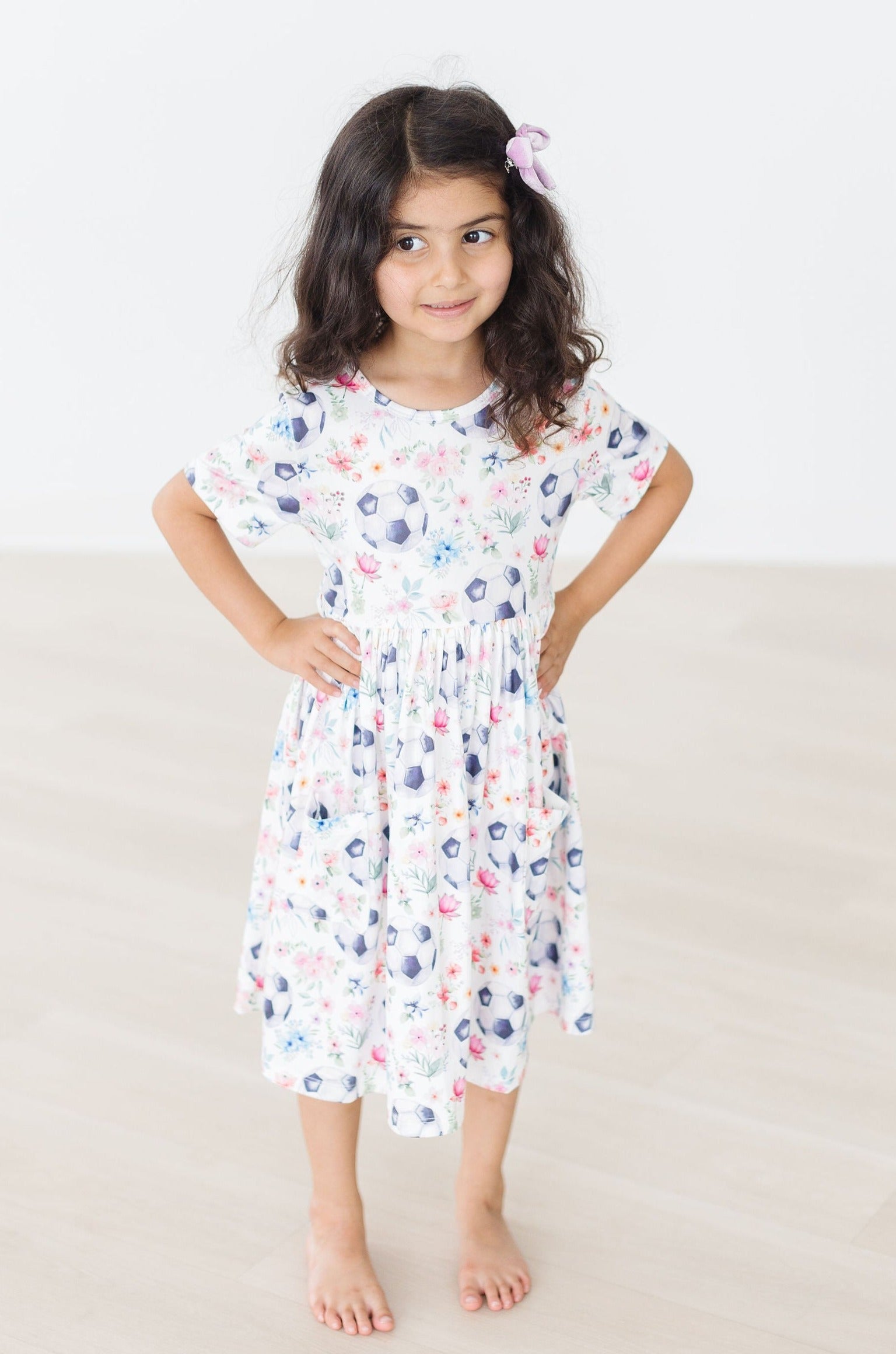 Adorable Soccer Sweetie Short Sleeve Pocket Twirl Dress for Girls - Perfect for Playdates, Parties & Sports Events