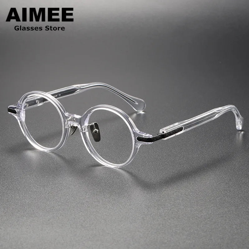 Stylish Aimee Unisex Full Rim Round Titanium Acetate Eyeglasses Frame 980854 - Lightweight & Durable for Work, Reading & Everyday Wear