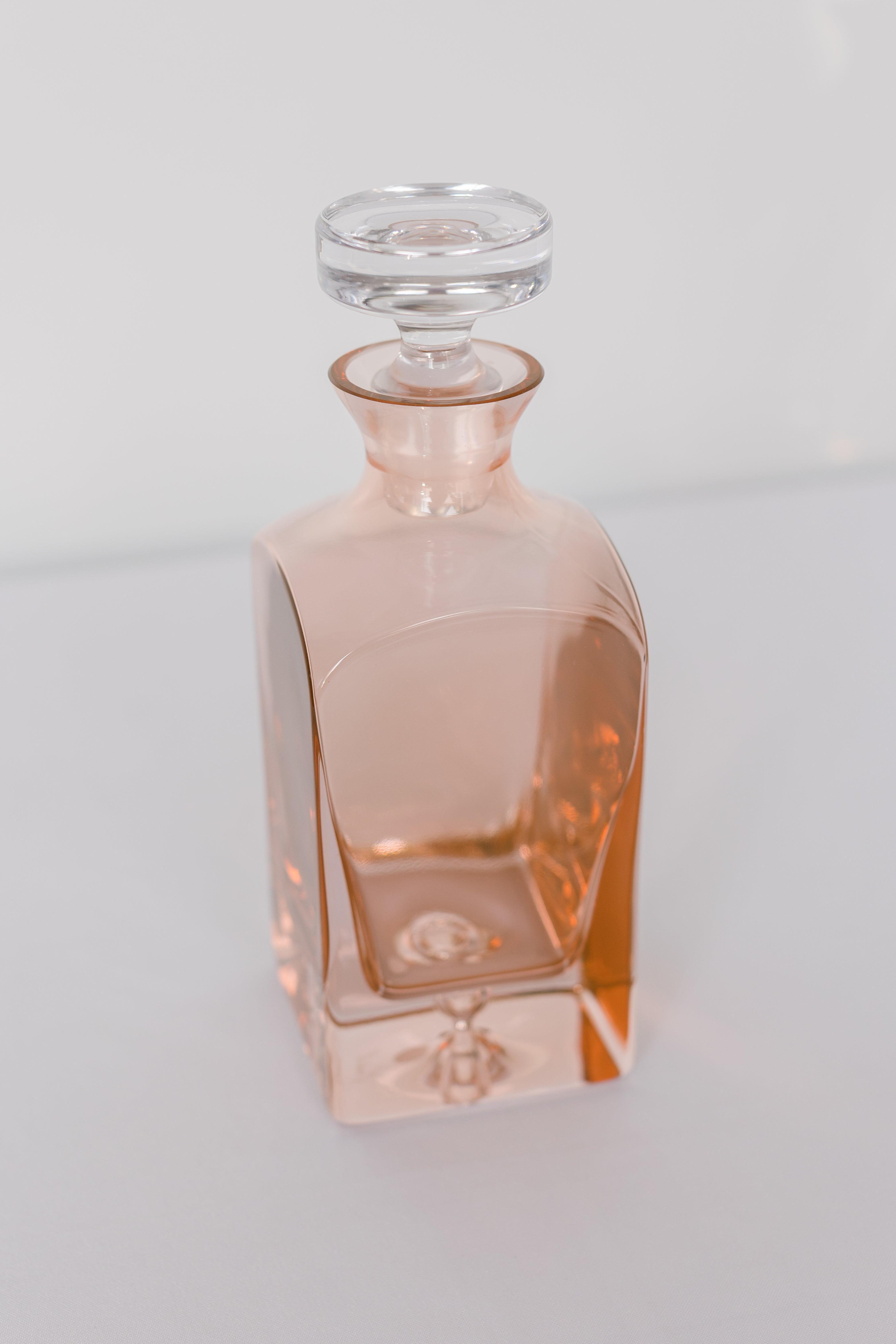 Elegant Estelle Colored Glass Decanter with Heritage Design in Blush Pink - Perfect for Wine, Whiskey & Home Bar Decor