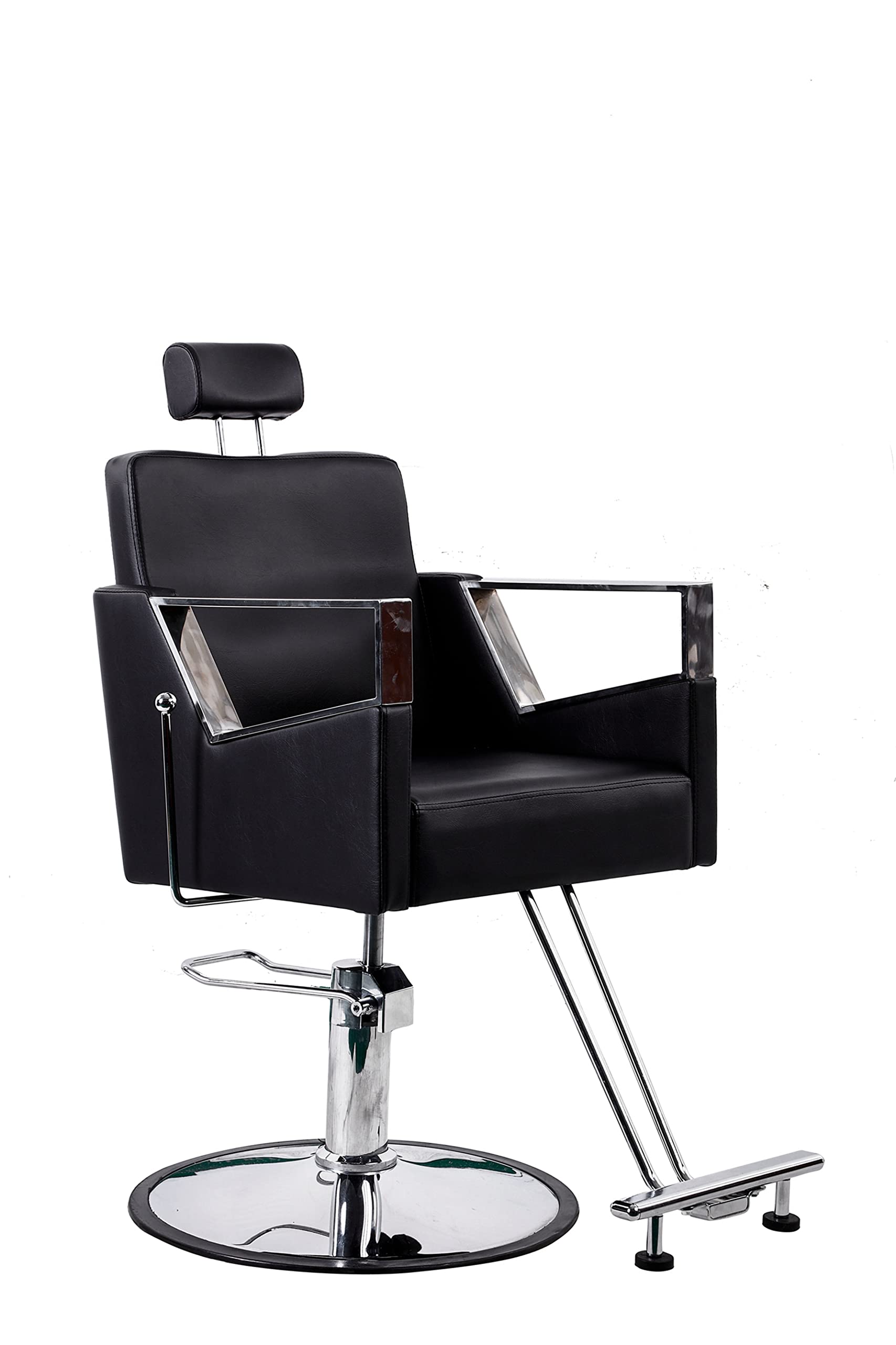 Professional Hydraulic Barber Chair - Reclining Styling & Swivel Beauty Salon Chair for Hair Cutting & Spa Treatments (Black) - Perfect for Barber Shops, Salons & Home Styling Stations