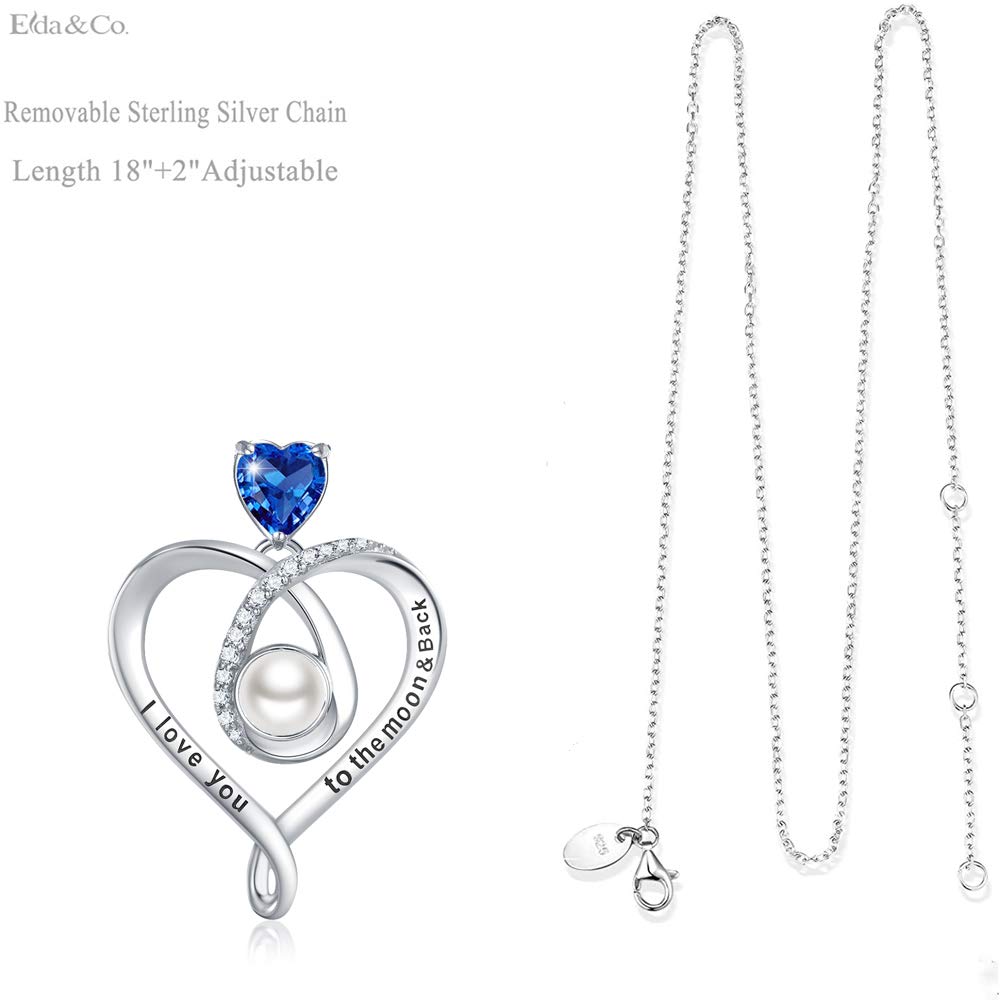 ELDA & CO. April & May Birthstone Necklace for Women - Simulated Diamond & Emerald Jewelry, 925 Sterling Silver 'I Love You' & '100 Languages to the Moon and Back' Pendant - Perfect Birthday Gift for Her, Anniversary, Valentine's Day & Mother's Day