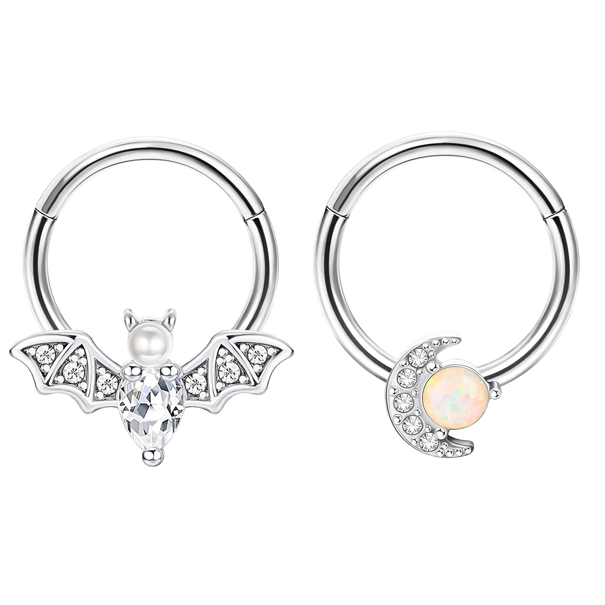 16G Bat & Dragon Claw Septum Rings - Daith, Helix, Tragus & Cartilage Piercing Jewelry for Men & Women | Gothic Body Jewelry for Everyday Wear & Special Occasions