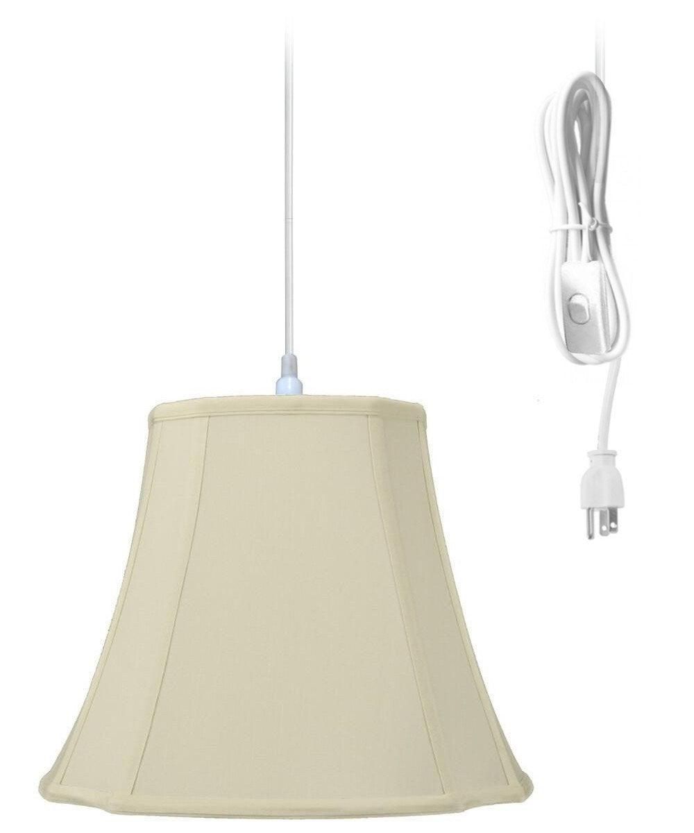 14W Plug-In Swag Pendant Ceiling Light with Eggshell Shade - Vintage Style Hanging Fixture for Bedroom, Kitchen, or Dining Room Lighting Decor