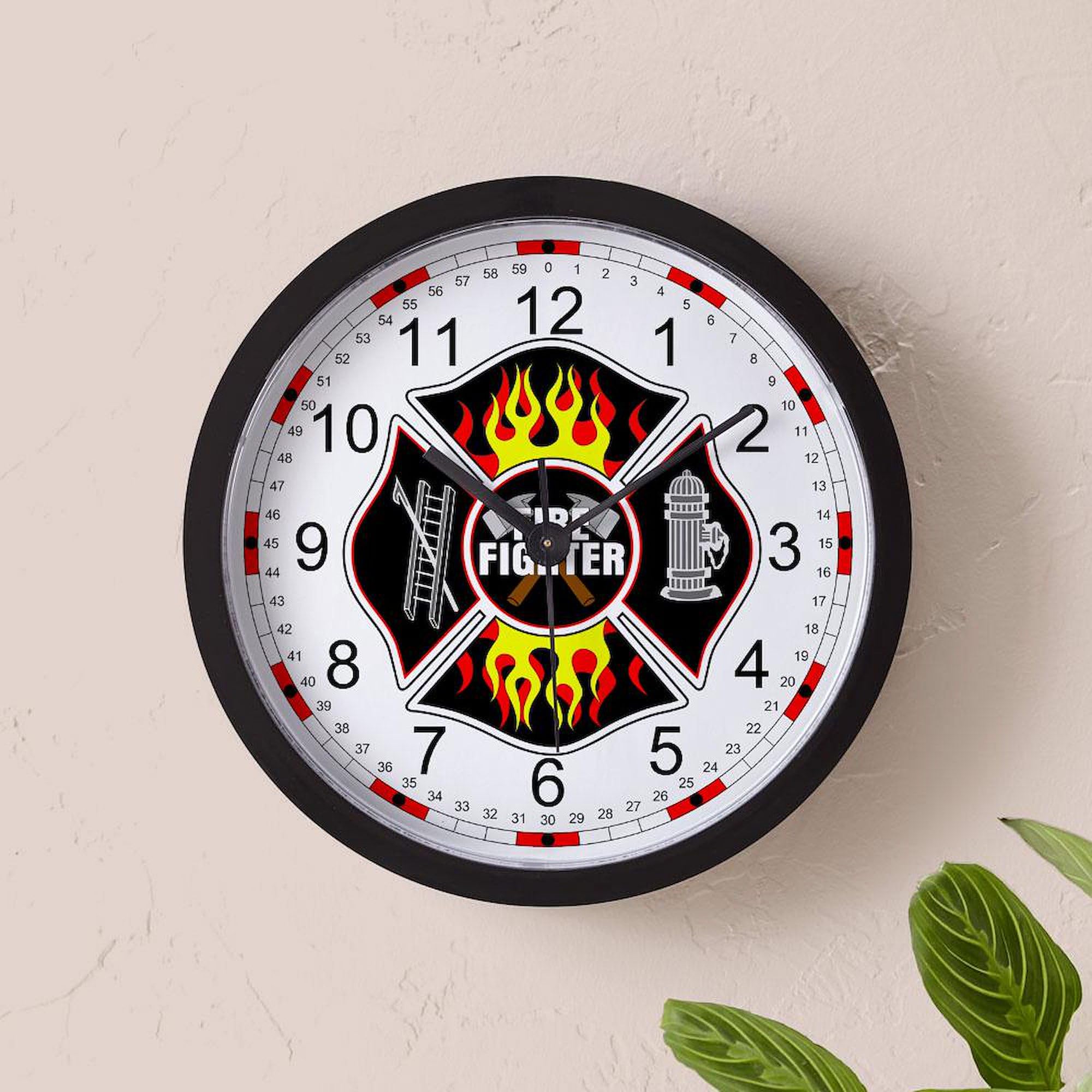 Firefighter Shield 10-Inch Wall Clock - Durable Home & Office Decor for Living Room, Kitchen, Bedroom | Perfect Gift for Firefighters & First Responders