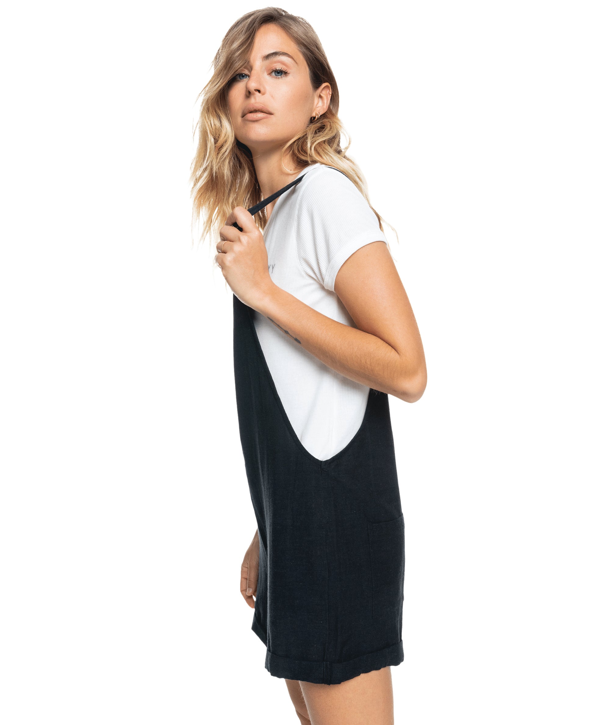Women's Roxy Back to Goodbye Coverall Short - Stylish Denim Overalls for Women | Perfect for Casual Outings, Beach Days & Summer Fashion