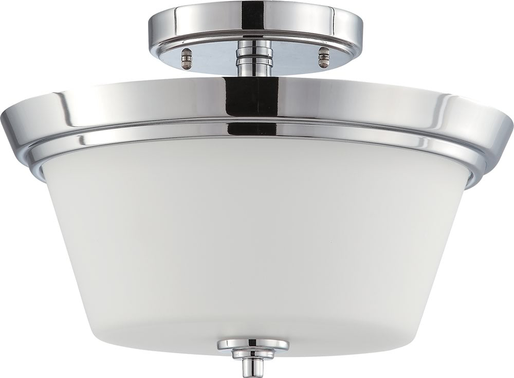 13W Bento 2-Light Flush Mount Ceiling Light Fixture in Polished Chrome & Satin White - Perfect for Kitchen, Bathroom and Hallway Lighting