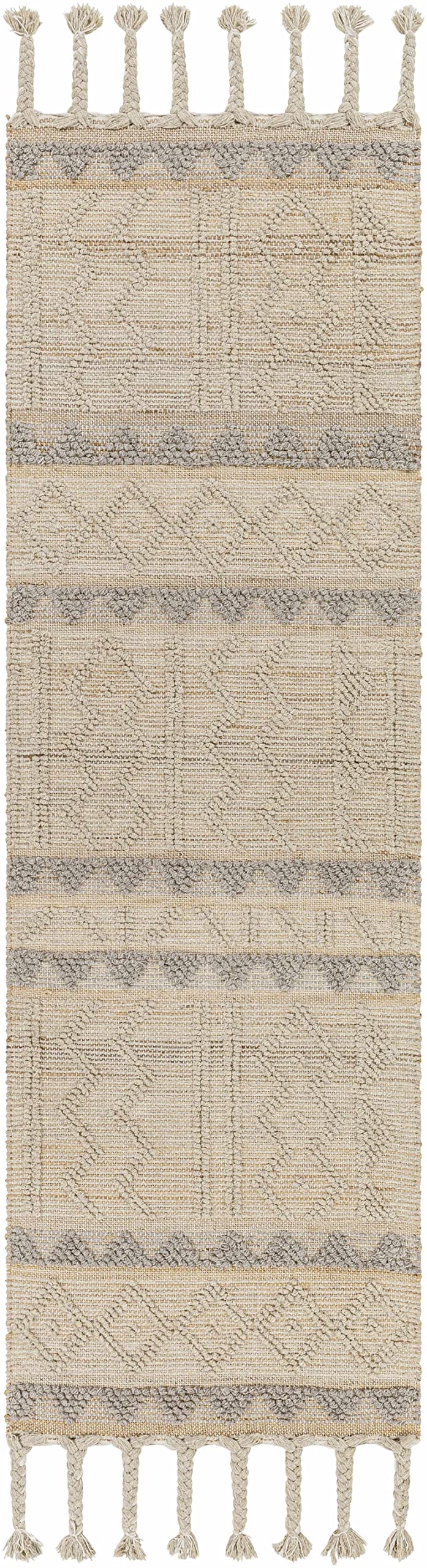 Bohemian Transitional Jute Area Rug 6' x 9' - Tan & Gray Handwoven Natural Fiber Carpet for Living Room, Bedroom - Eco-Friendly Home Decor for Cozy Spaces & Boho Chic Interiors