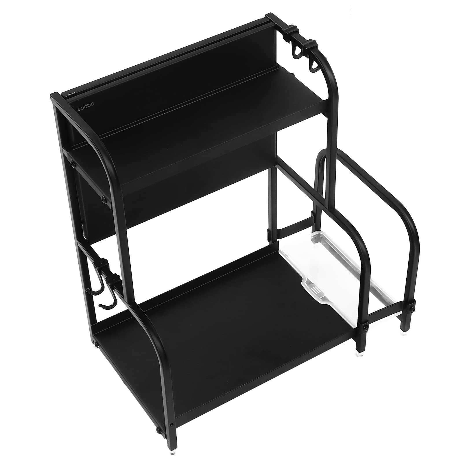 Amonida 30cm Detachable Spice Rack Organizer with Hooks - Black Multipurpose Kitchen Storage for Spices, Cutting Boards & Utensils - Perfect for Countertop, Pantry & Small Space Organization