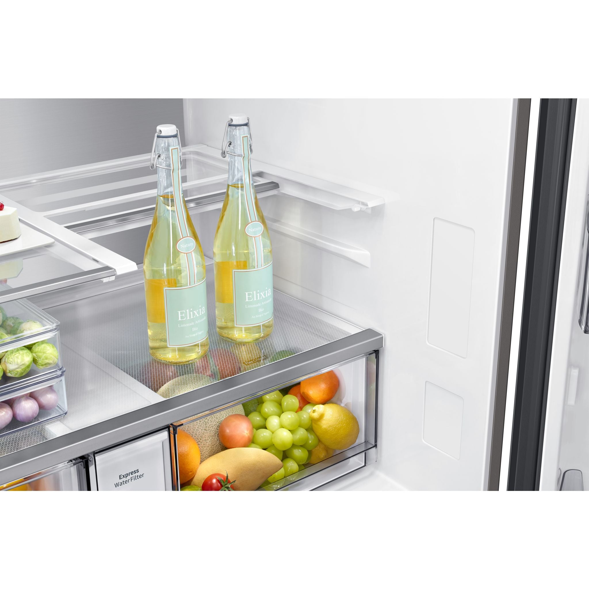 Samsung Bespoke 4-Door Flex Counter Depth Refrigerator (RF23DB9900QD) - Stainless Steel Smart Fridge with Family Hub & Customizable Storage - Perfect for Modern Kitchens & Open Concept Homes