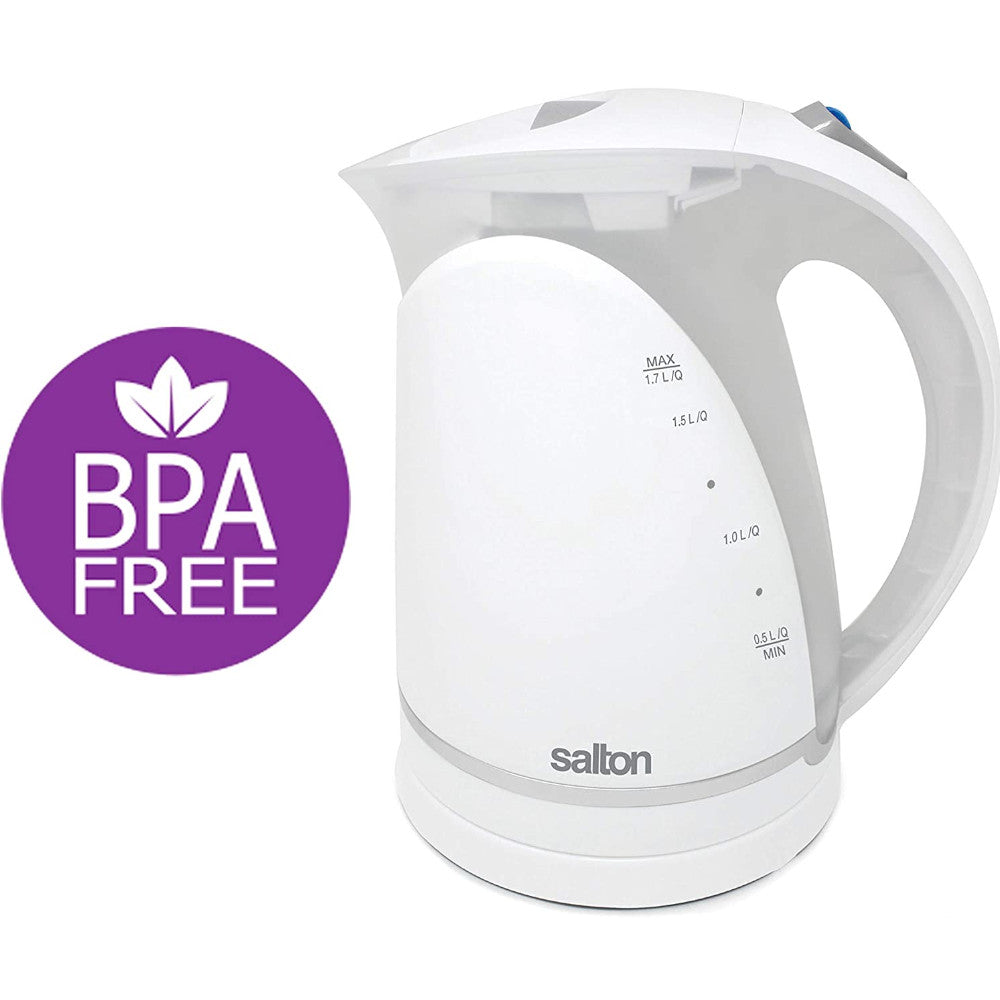 SALTON JK1648W Cordless Electric Kettle - Fast Boiling Water Heater for Tea, Coffee & Instant Meals | Perfect for Home, Office & Dorm Use