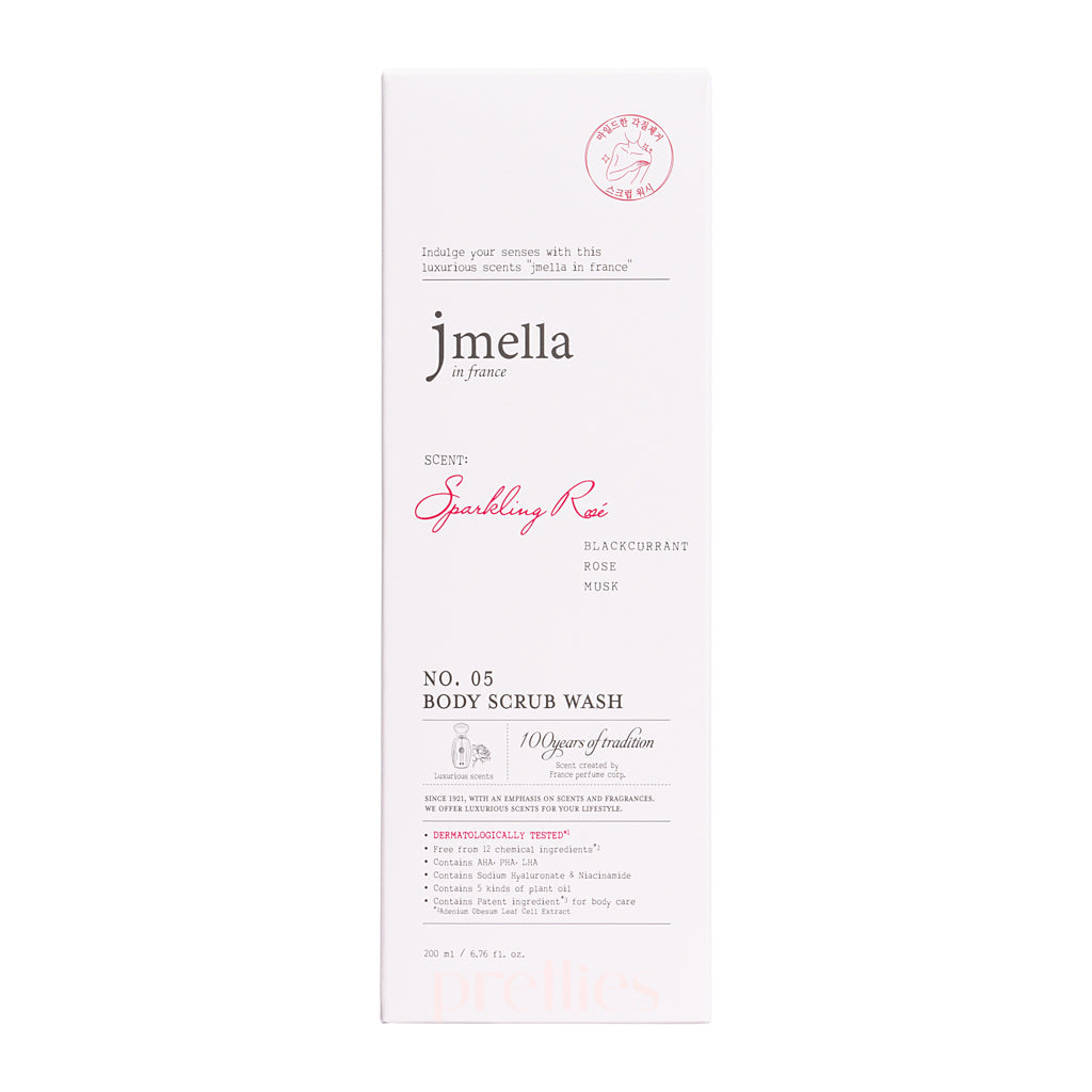 Jmella Luxurious Fragrance Body Scrub Wash - Sparkling Rose Scent, 200ml | Exfoliating & Moisturizing Body Care for Soft Skin | Perfect for Shower & Spa Relaxation