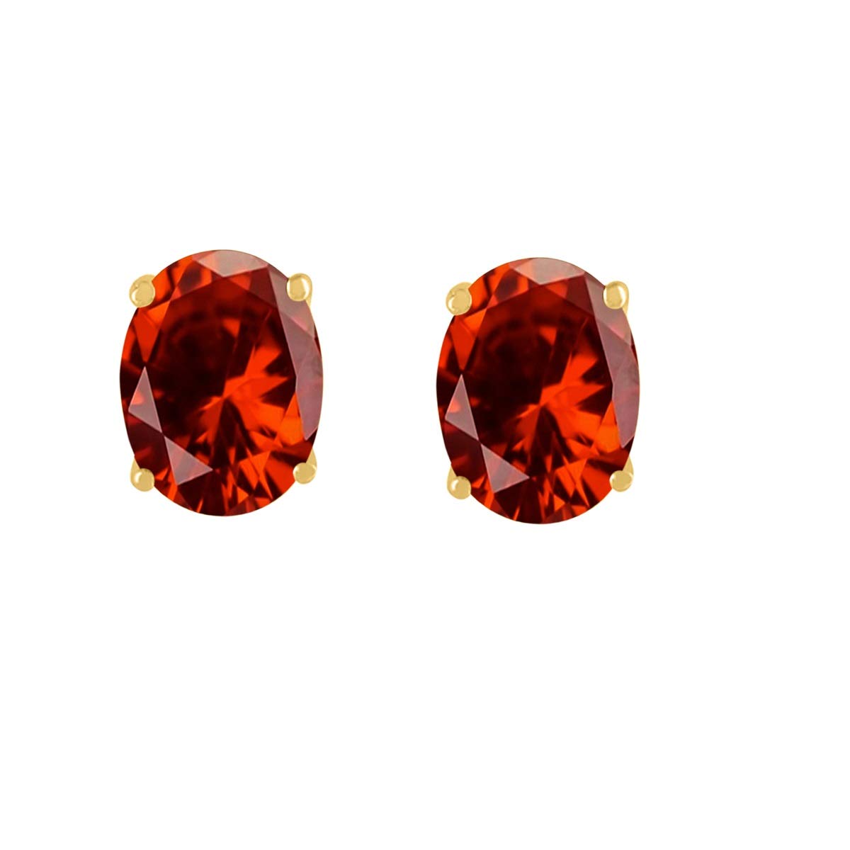 MauliJewels 3 Carat 8x6mm Oval Garnet Earrings for Women - 14k Yellow Gold 4-Prong Setting | Elegant Jewelry Gift for Anniversary, Birthday & Special Occasions