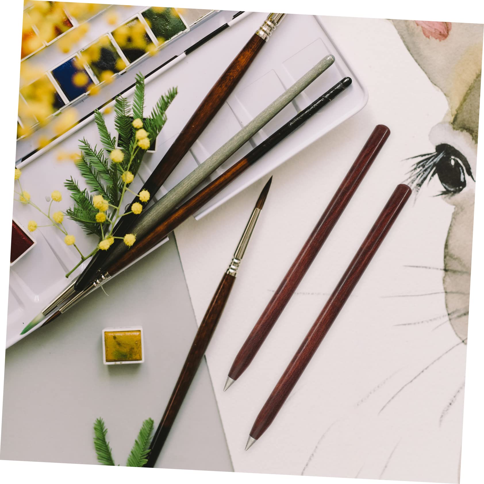 NUOBESTY 4 Pack Erasable Pencils - No Ink Graphite Writing Pens, Reusable Solid Wood Pencils for Students & Office Use - Perfect for School, Note Taking & Sketching