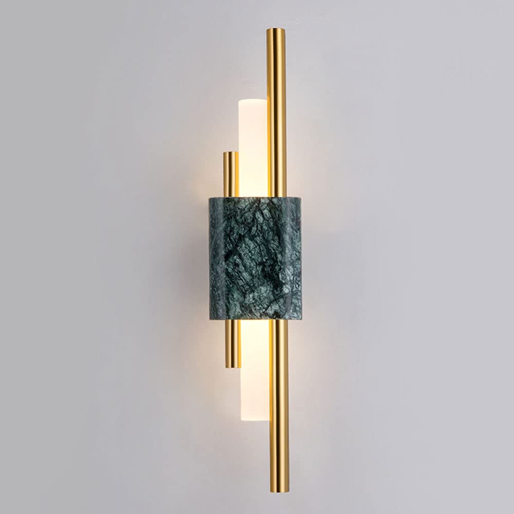 Nordic Style LED Modern Wall Light Fixture with Marble Lampshade - Green/White Wall Lamp for Living Room, Bedroom & Hallway - Decorative Wall Mounted Sconces for Ambient Lighting & Home Decor