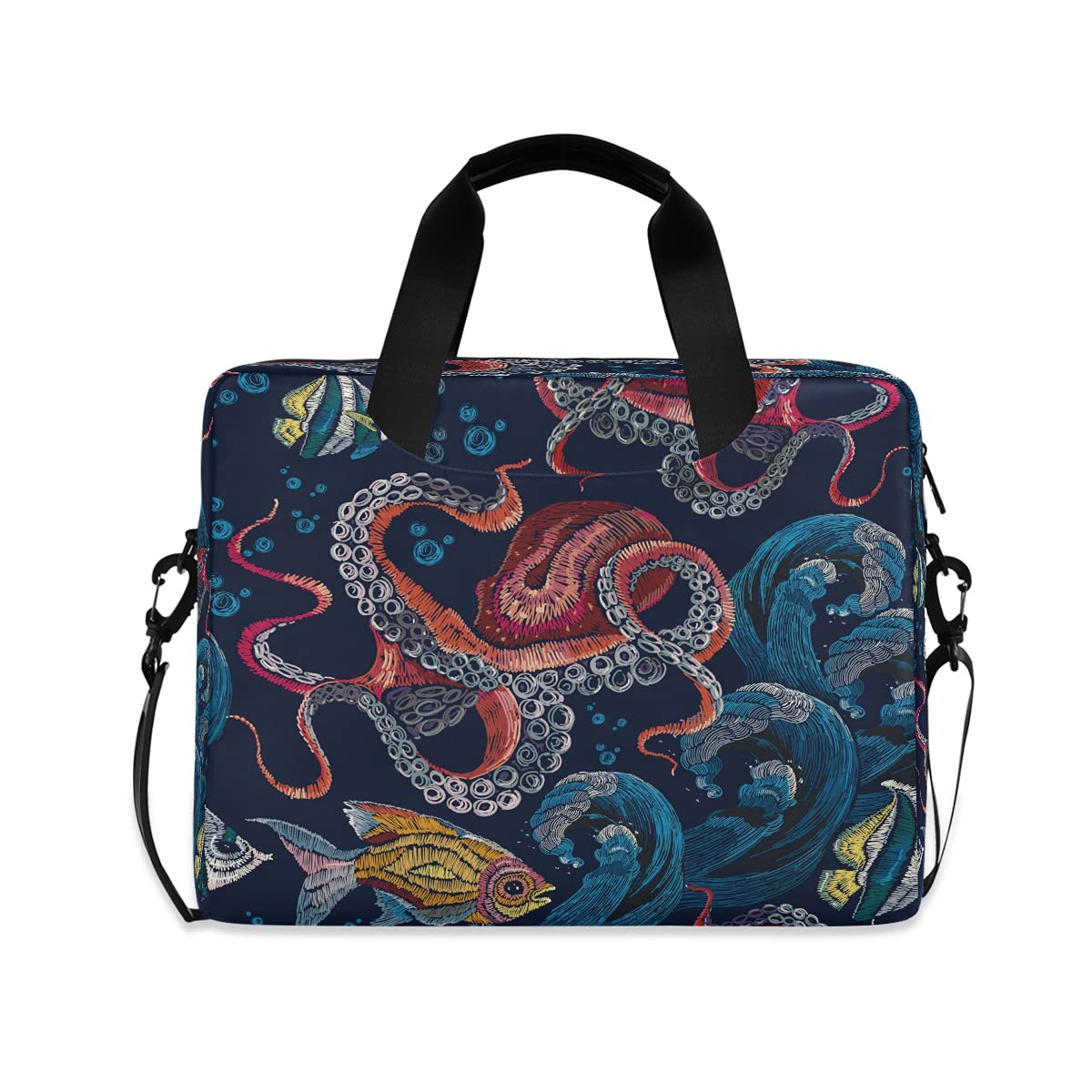 15.6 Inch Octopus Print Laptop Messenger Bag - Waterproof Computer Case with Adjustable Shoulder Strap for Men & Women - Perfect for Travel, Work, School & Business Meetings