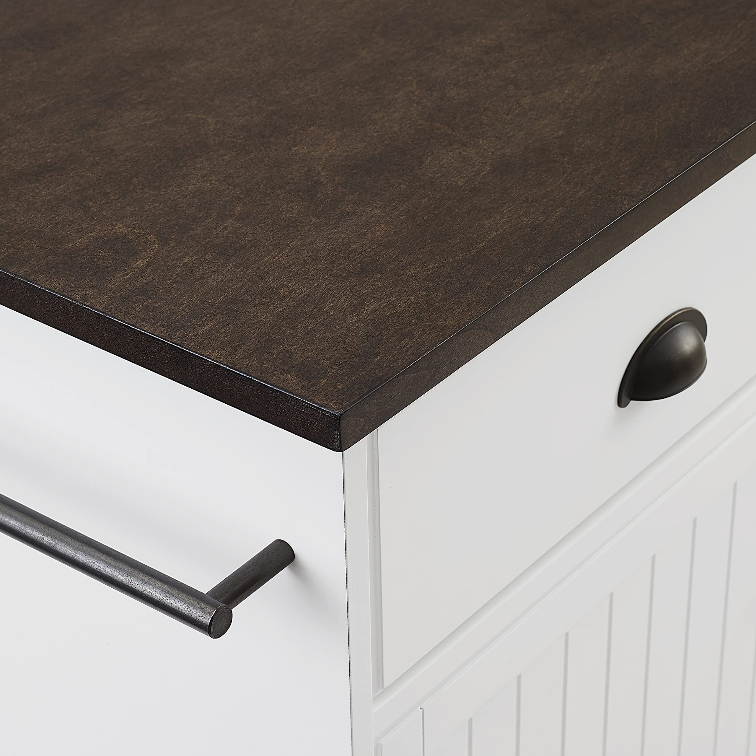 Crosley Shoreline White Kitchen Island with Shelves & Drawers - Microwave Stand, Coffee Bar Station for Small Spaces - Perfect for Apartments, Condos & Compact Kitchens