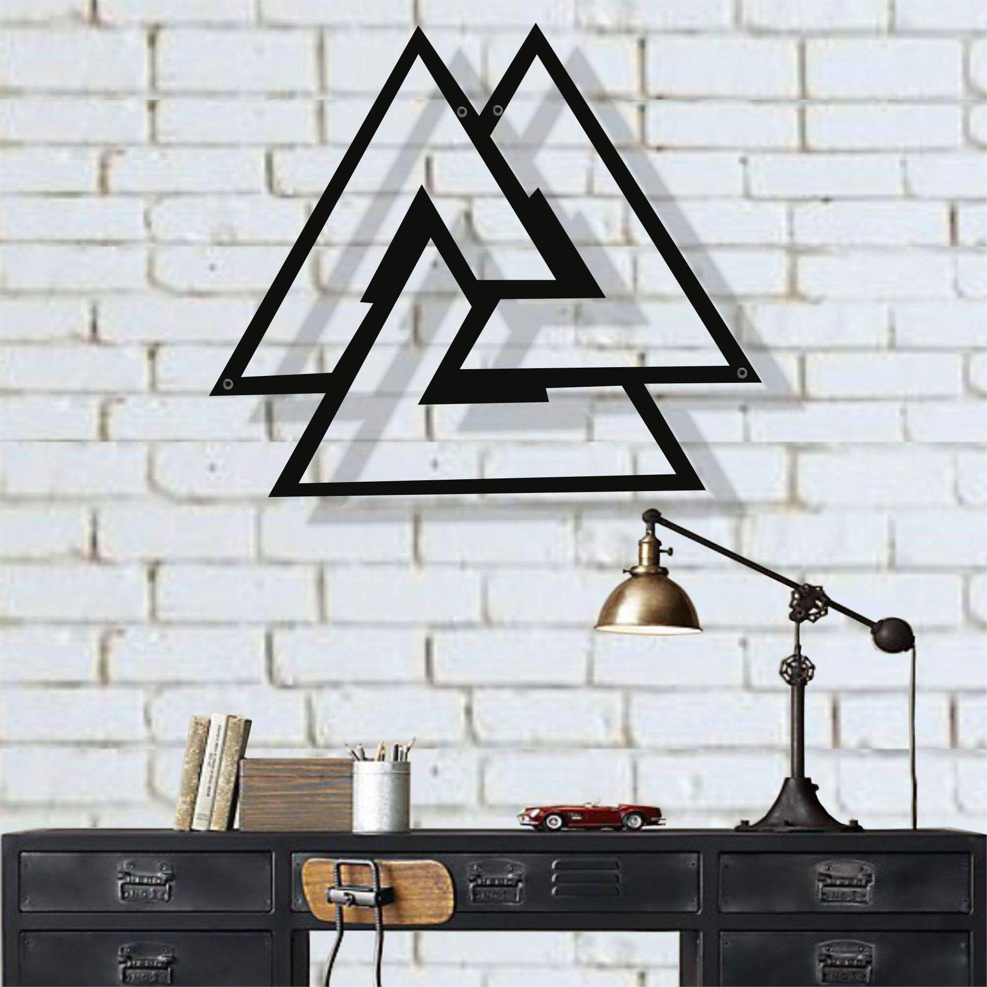 DEKADRON Metal Wall Art - Viking Valknut Decor with Nordic Mythology & Celtic Norse Odin Symbols - 35
