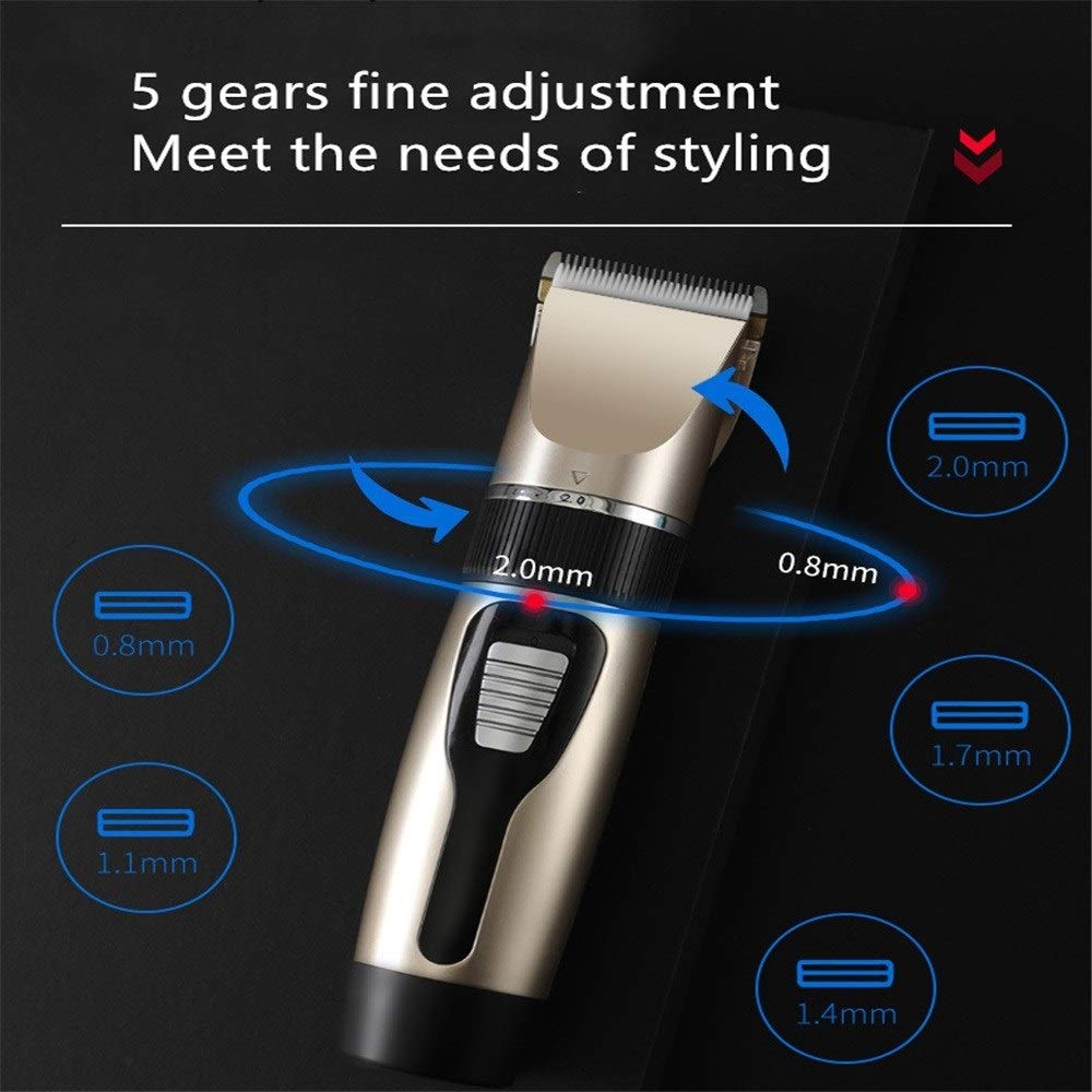 Professional Rechargeable Electric Hair Clipper for Men & Kids - Cordless Hair Trimmer with Fade Feature, Quiet Household Shaver for Home & Travel Use
