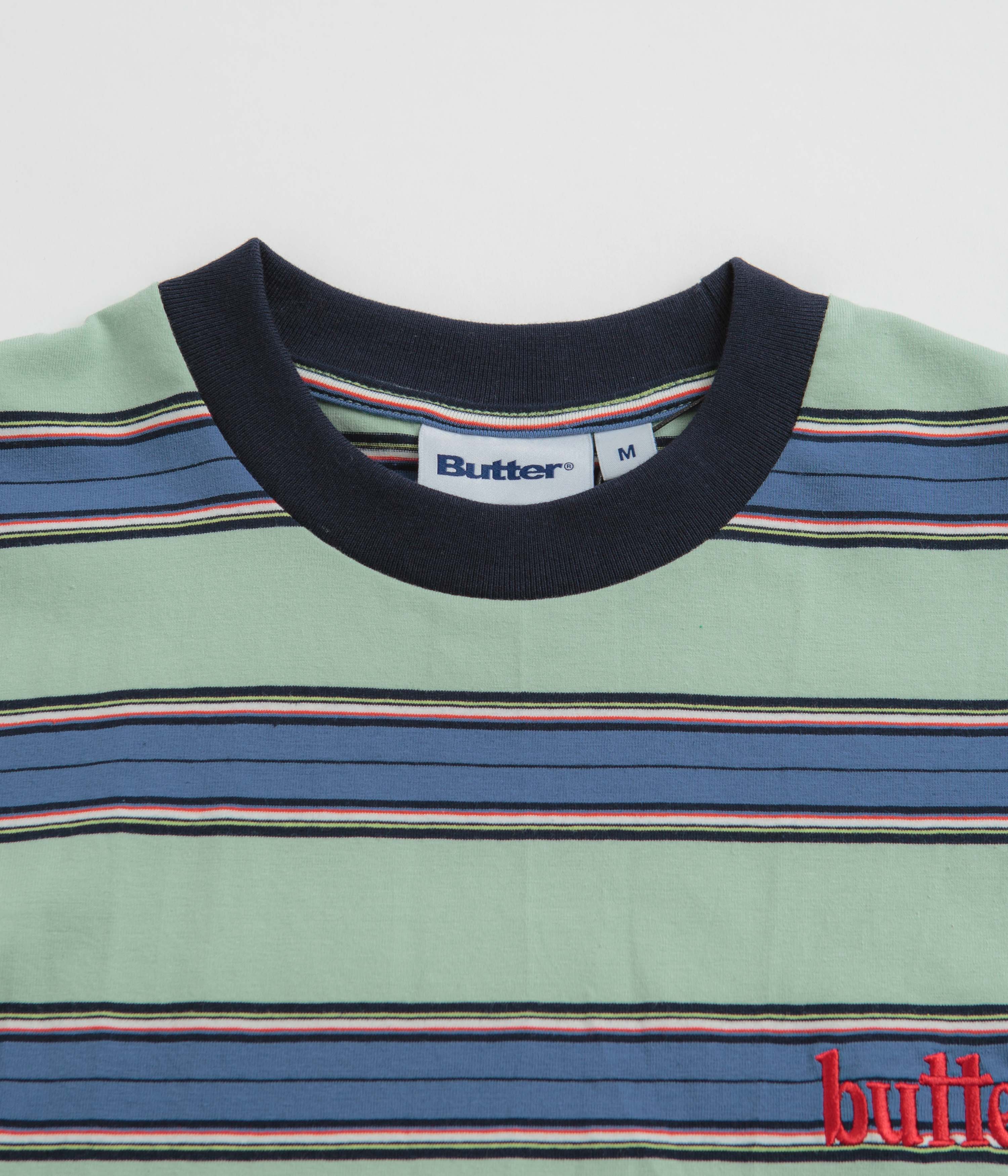 Butter Goods Striped T-Shirt for Men - Ice Blue Casual Tee | Perfect for Streetwear, Summer Outfits & Everyday Wear